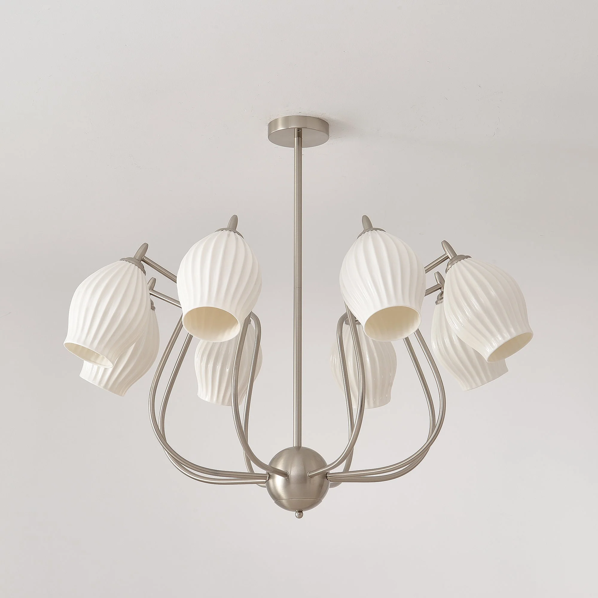 Lustra Chandelier Ceramic Ribbed Sculptural Glass Elegant - Image 36