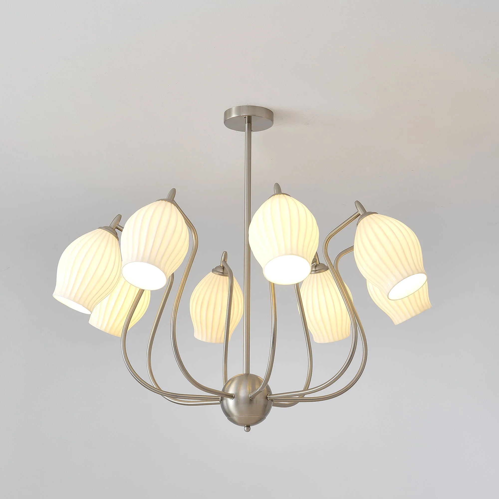 Lustra Chandelier Ceramic Ribbed Sculptural Glass Elegant - Image 37