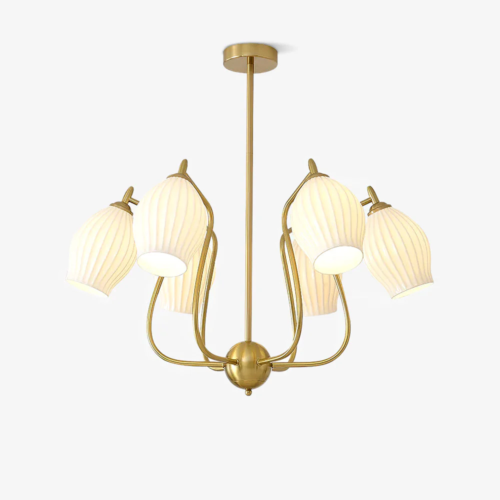 Lustra Chandelier Ceramic Ribbed Sculptural Glass Elegant - Image 41