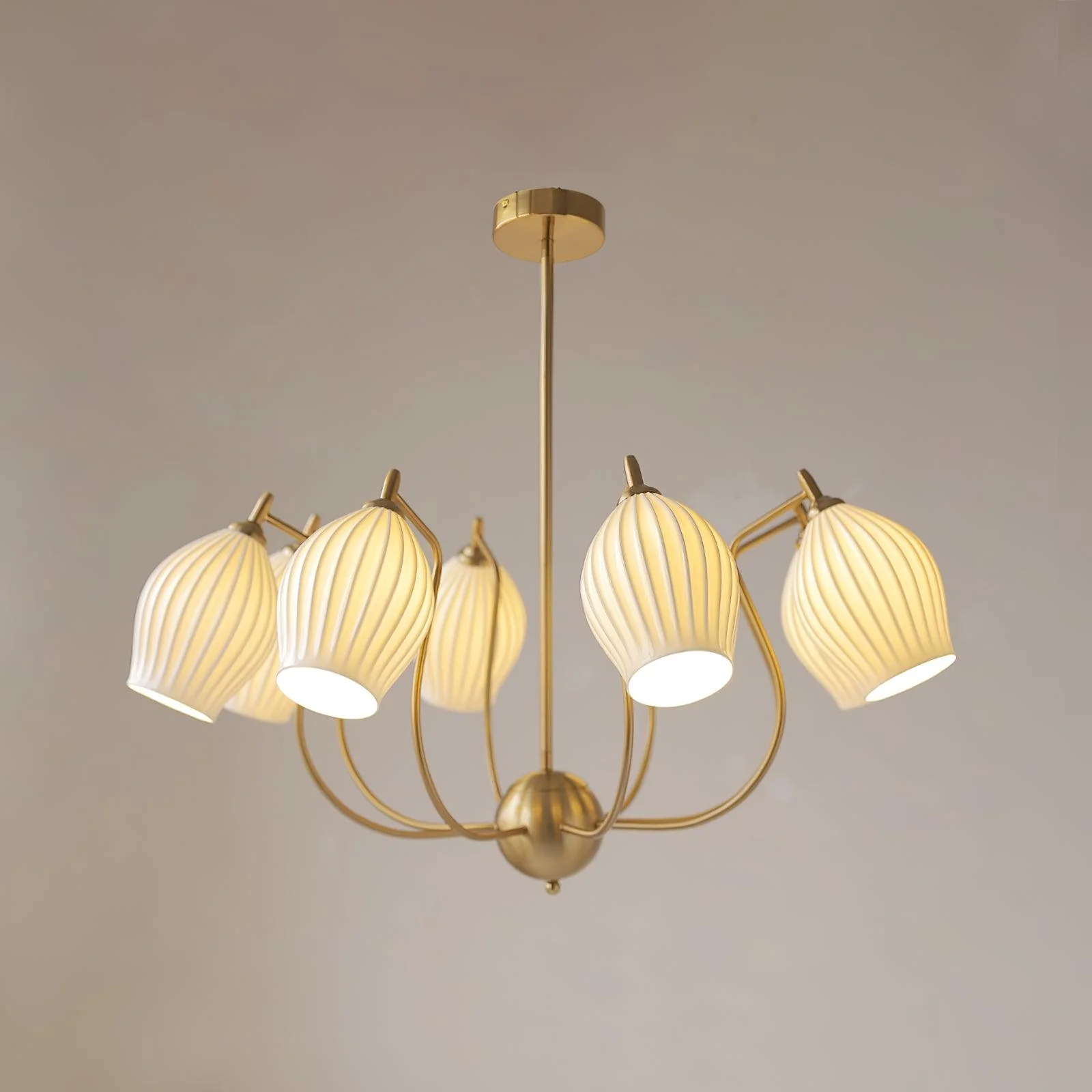 Lustra Chandelier Ceramic Ribbed Sculptural Glass Elegant - Image 48