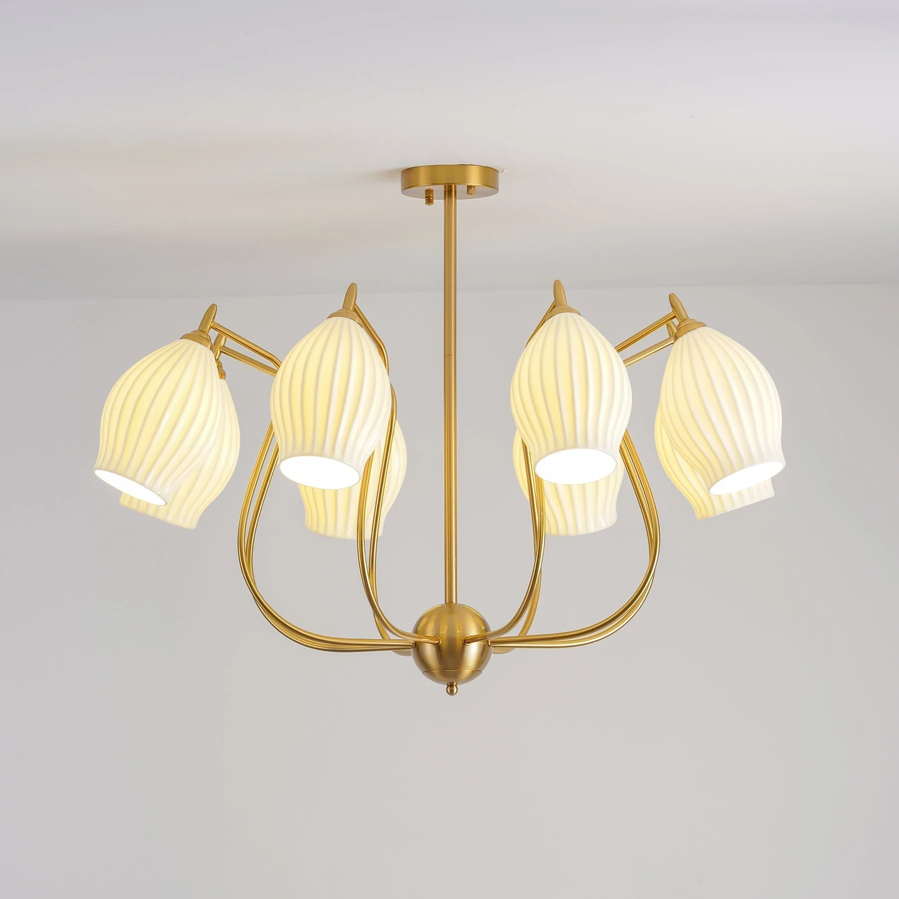Lustra Chandelier Ceramic Ribbed Sculptural Glass Elegant - Image 49