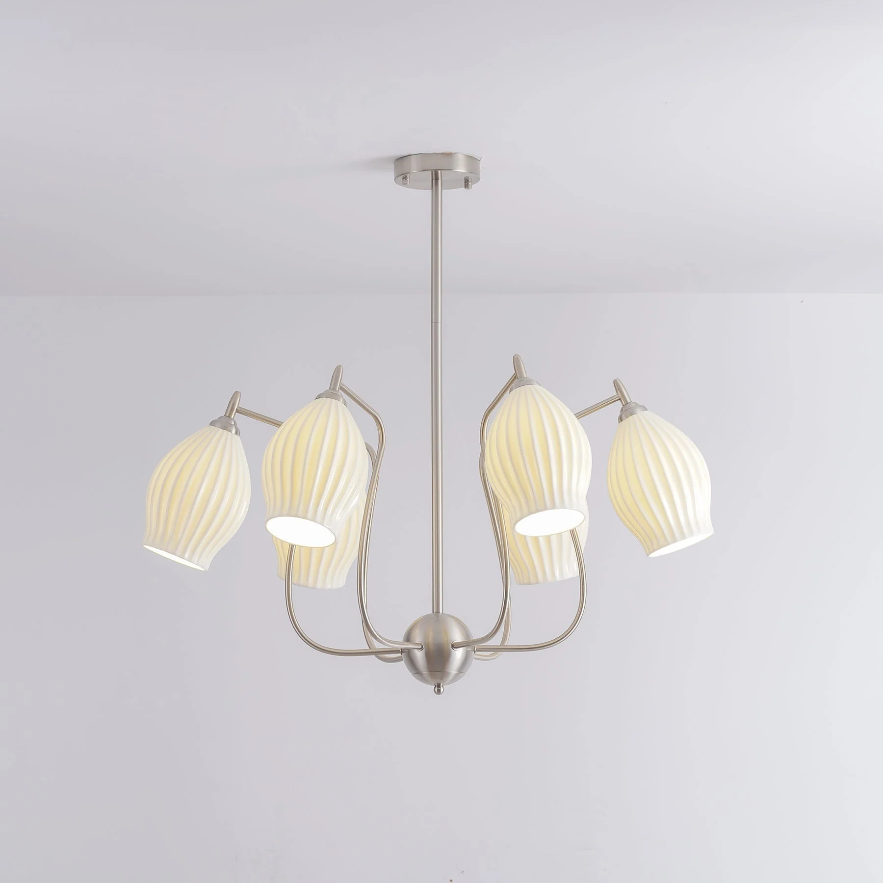 Lustra Chandelier Ceramic Ribbed Sculptural Glass Elegant - Image 5