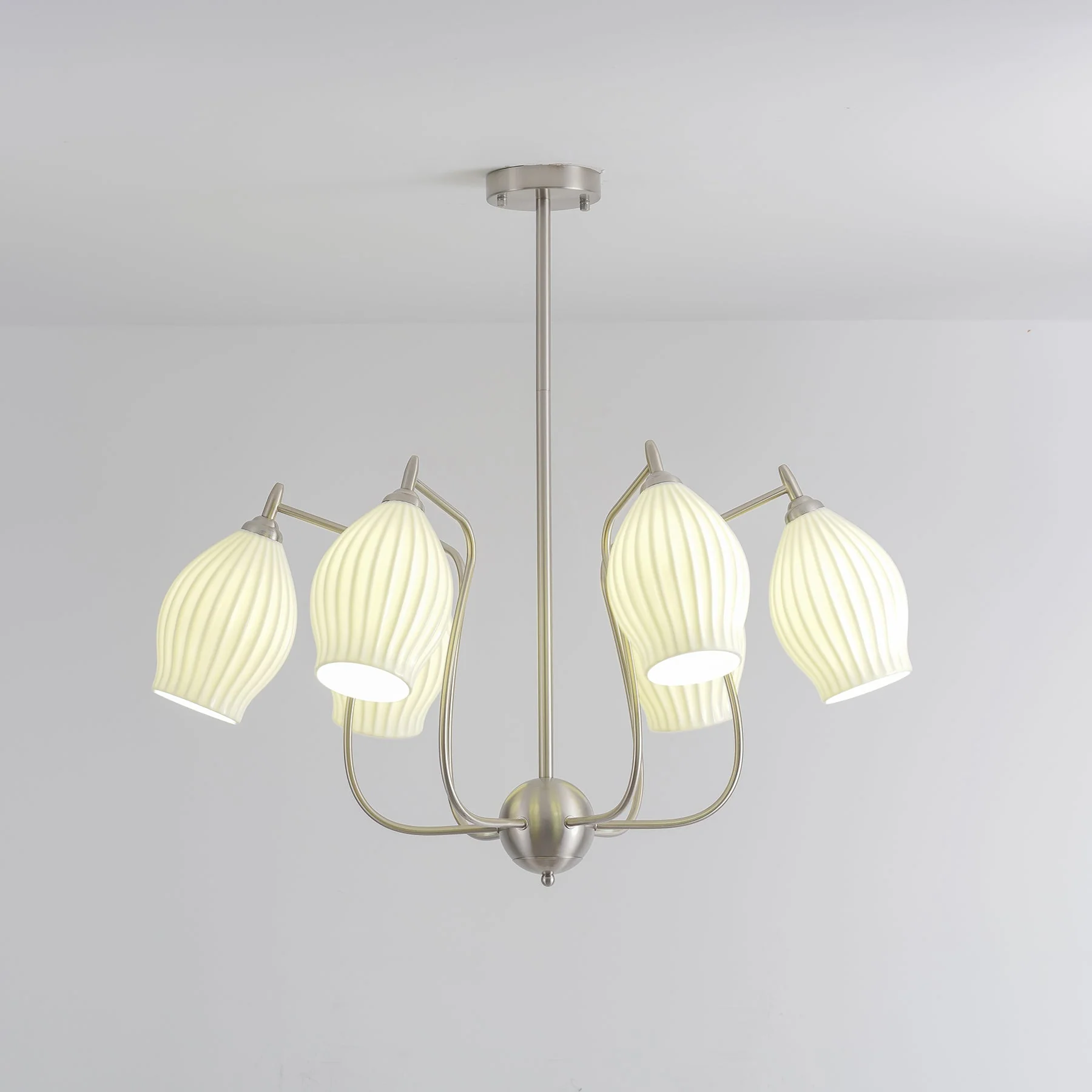 Lustra Chandelier Ceramic Ribbed Sculptural Glass Elegant - Image 50