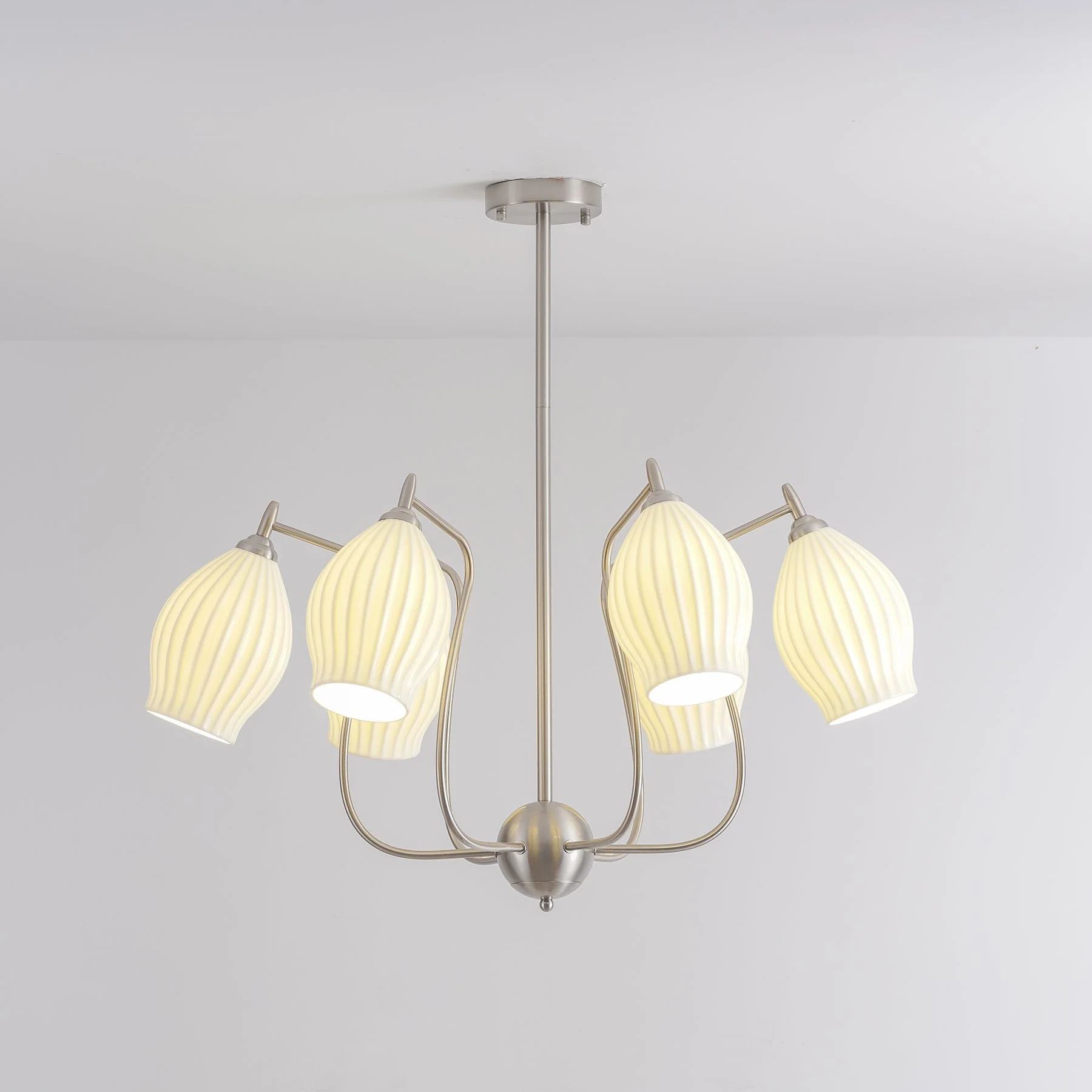 Lustra Chandelier Ceramic Ribbed Sculptural Glass Elegant - Image 51