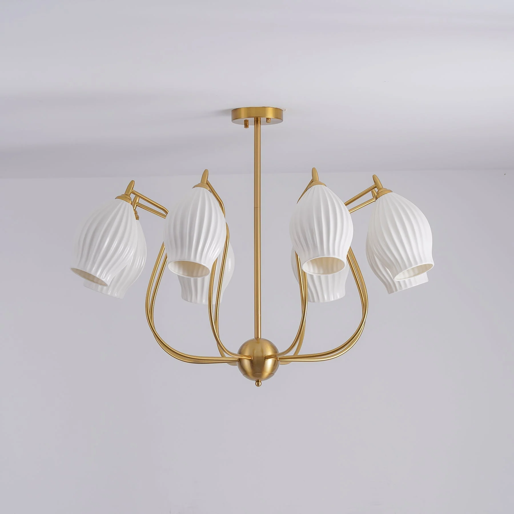 Lustra Chandelier Ceramic Ribbed Sculptural Glass Elegant - Image 55