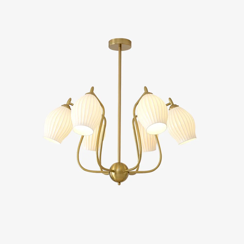 Lustra Chandelier Ceramic Ribbed Sculptural Glass Elegant - Image 6