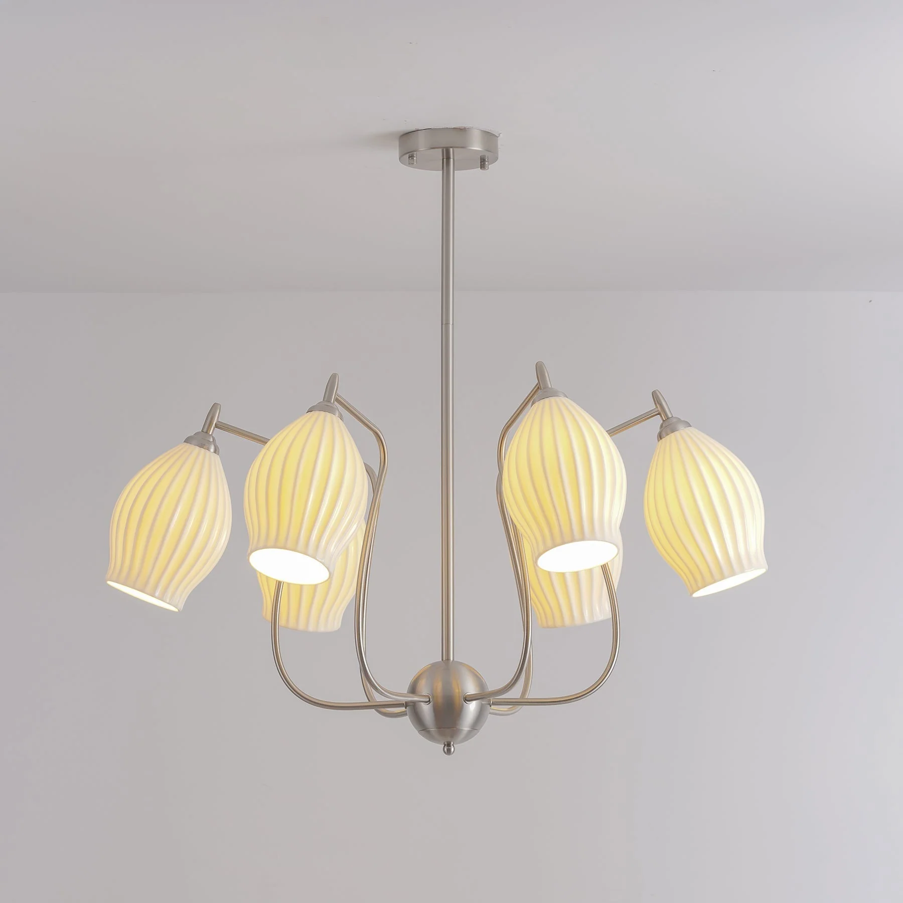 Lustra Chandelier Ceramic Ribbed Sculptural Glass Elegant - Image 7