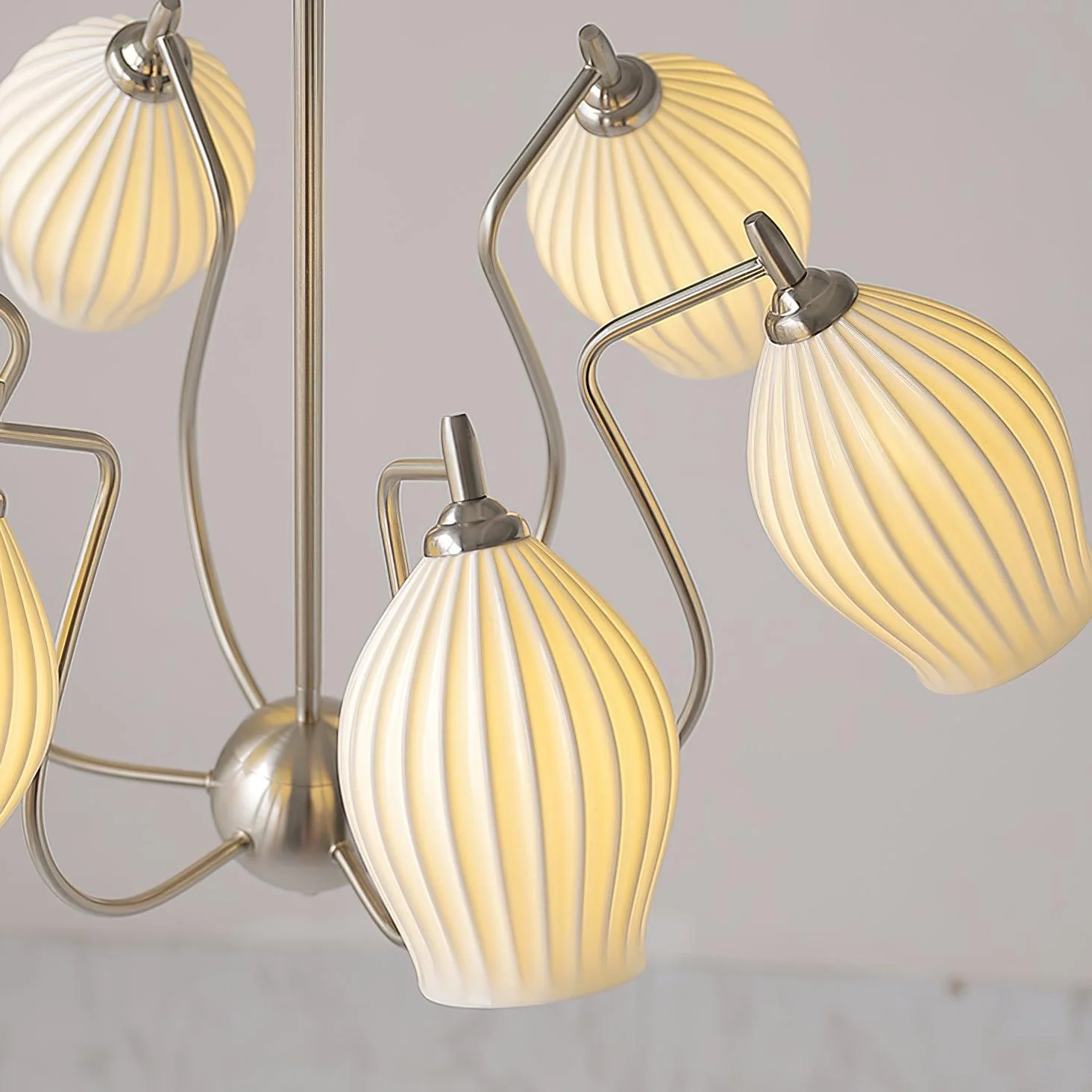 Lustra Chandelier Ceramic Ribbed Sculptural Glass Elegant - Image 8