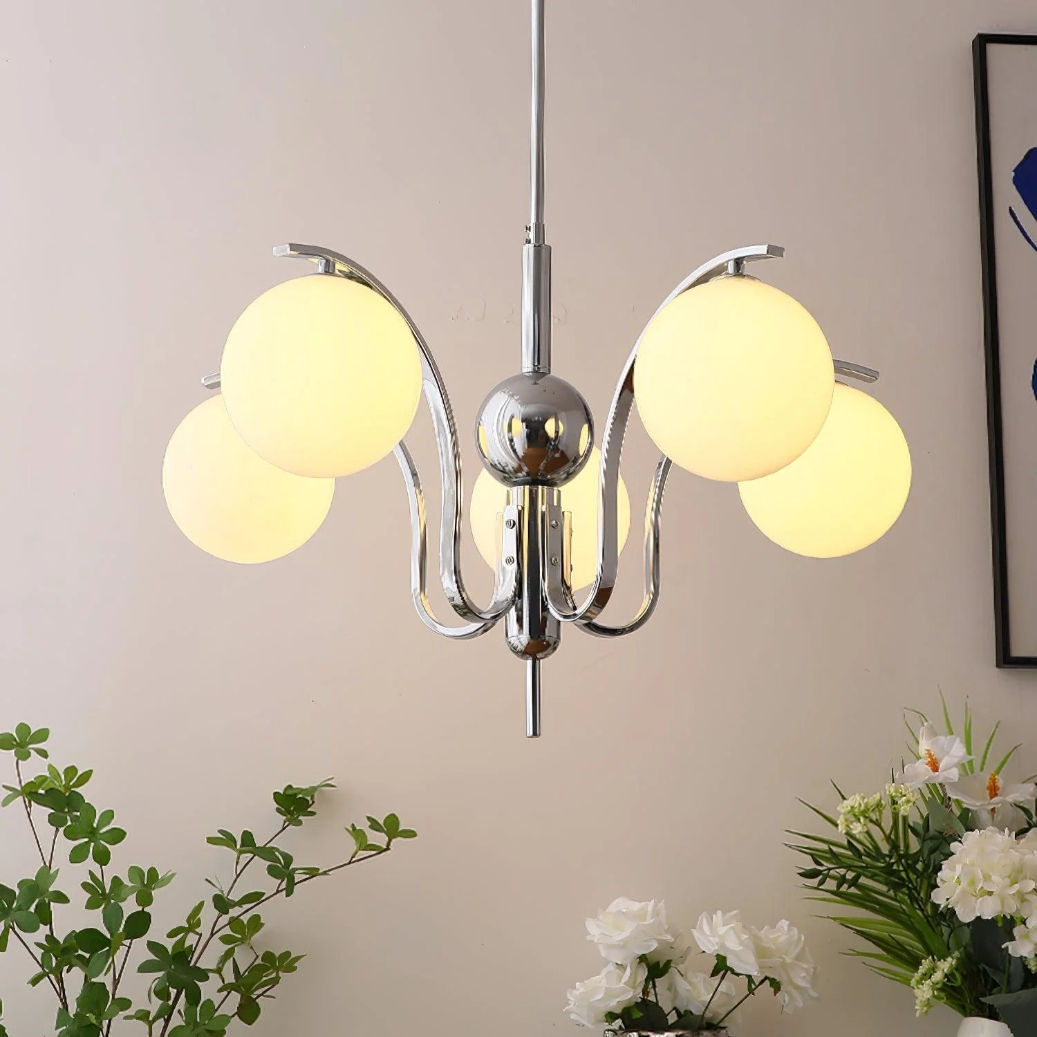 Lustra Chandelier Chrome Glass Modo Deco Elegant - Image 12