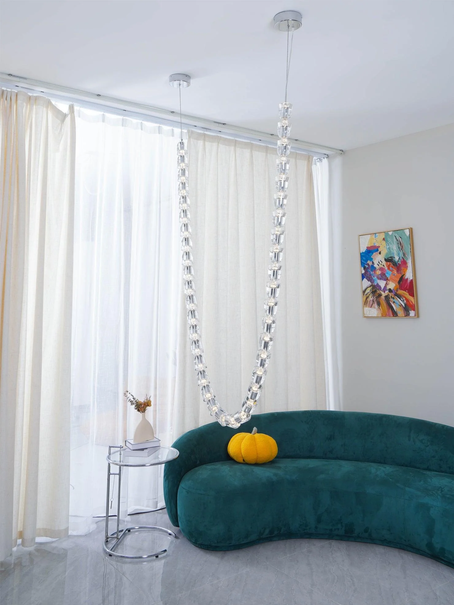 Lustra Chandelier Chrome Interlacing Crystal Lines - Image 25