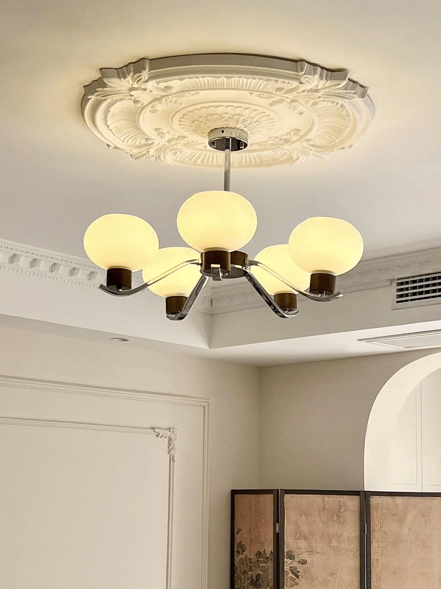 Lustra Chandelier Chrome Walnut Elegant - Image 22