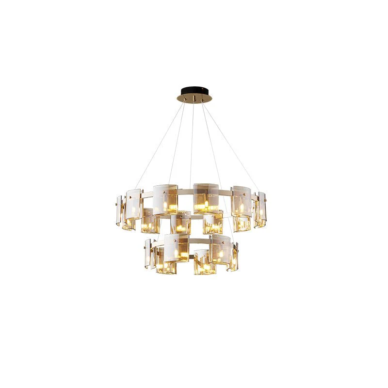 Lustra Chandelier Circular Glass Iron Arms - Image 10