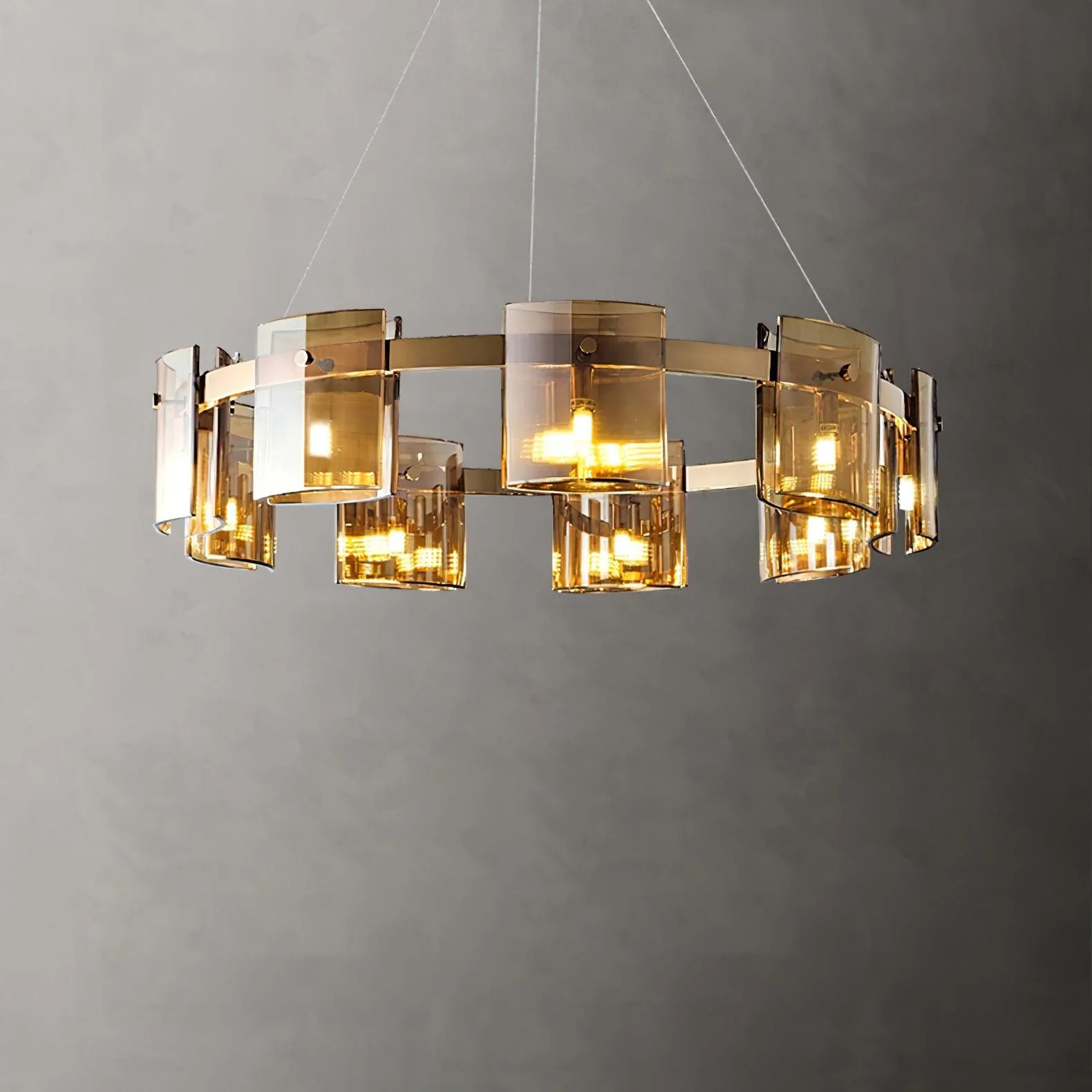 Lustra Chandelier Circular Glass Iron Arms - Image 22