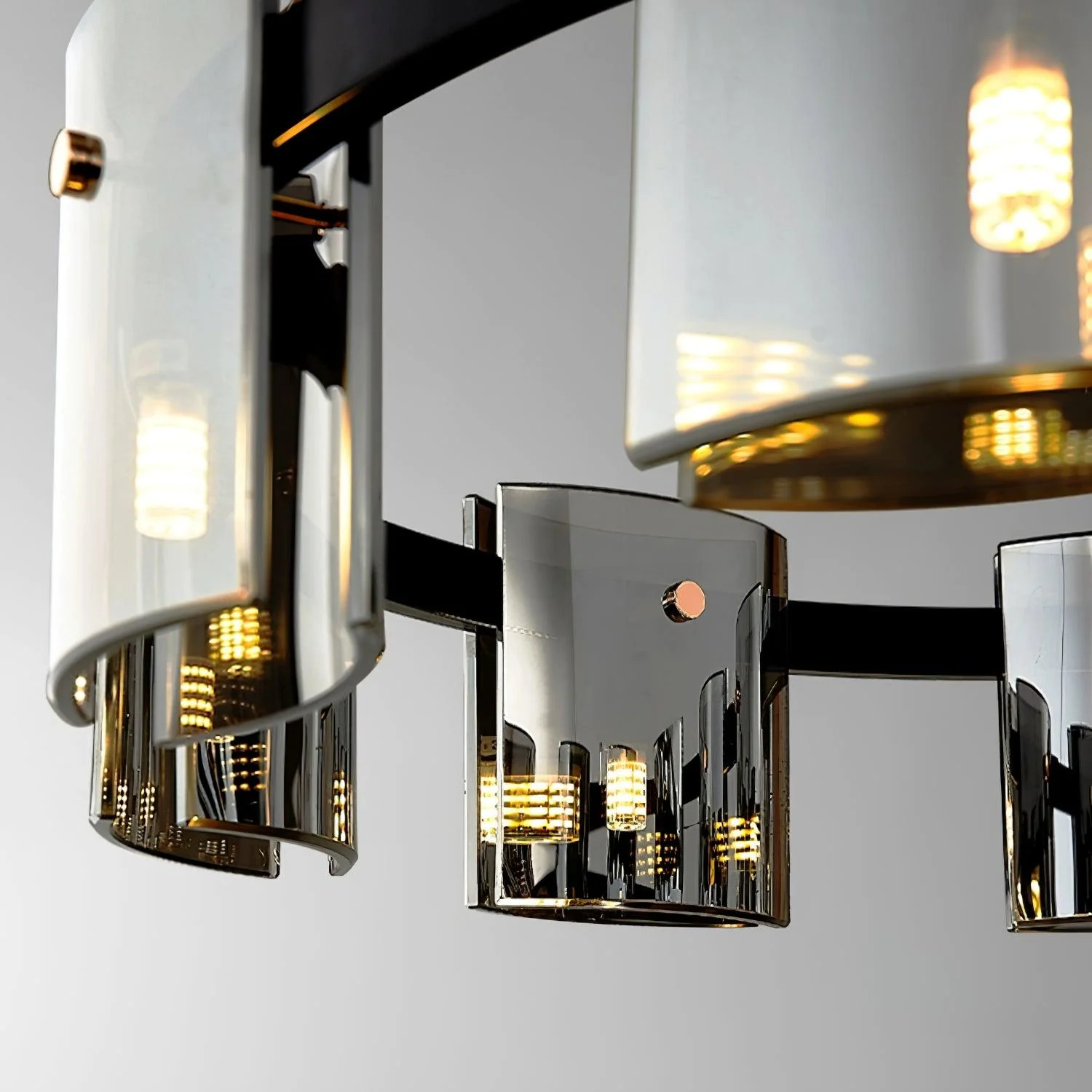 Lustra Chandelier Circular Glass Iron Arms - Image 23