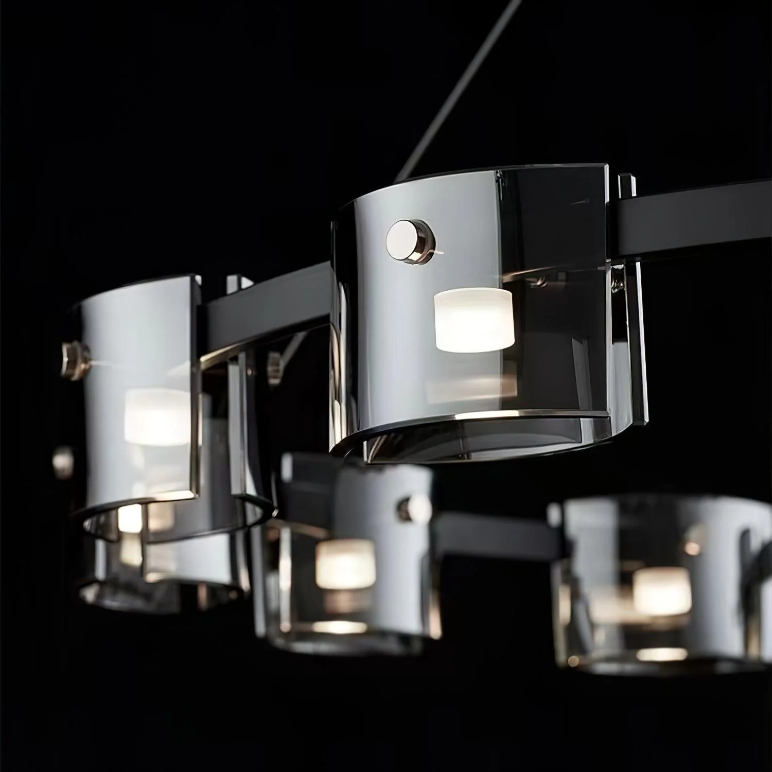 Lustra Chandelier Circular Glass Iron Arms - Image 27