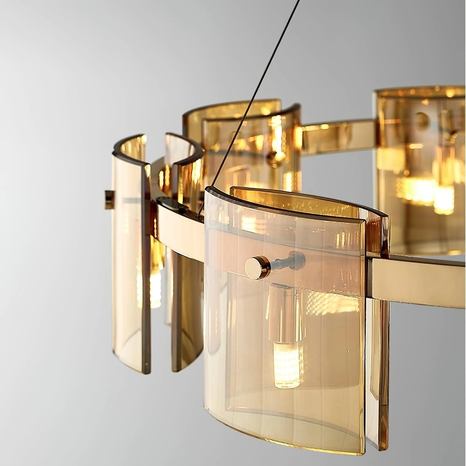 Lustra Chandelier Circular Glass Iron Arms - Image 28