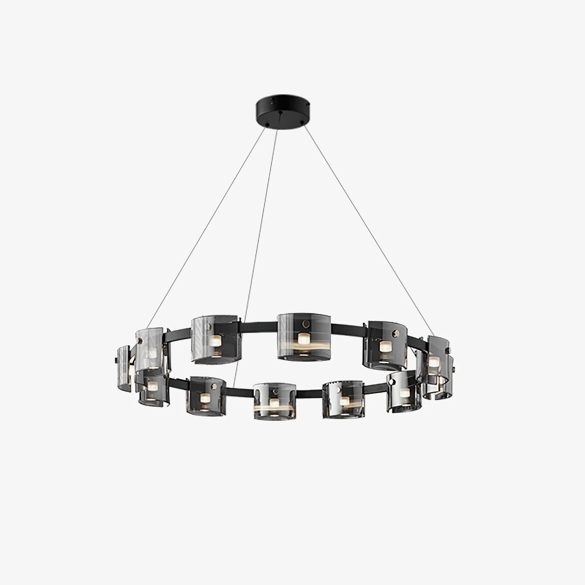 Lustra Chandelier Circular Glass Iron Arms - Image 6