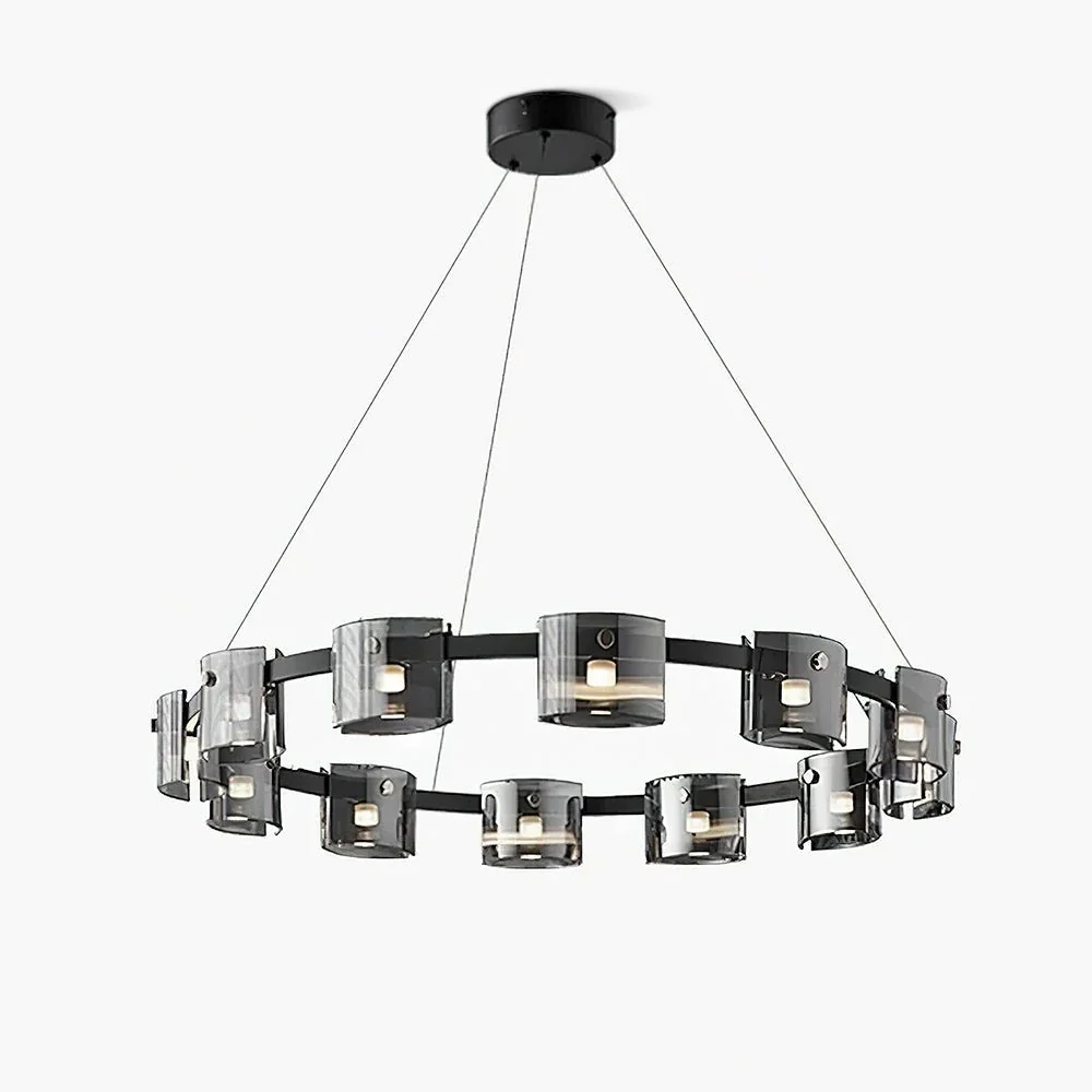 Lustra Chandelier Circular Glass Iron Arms - Image 7
