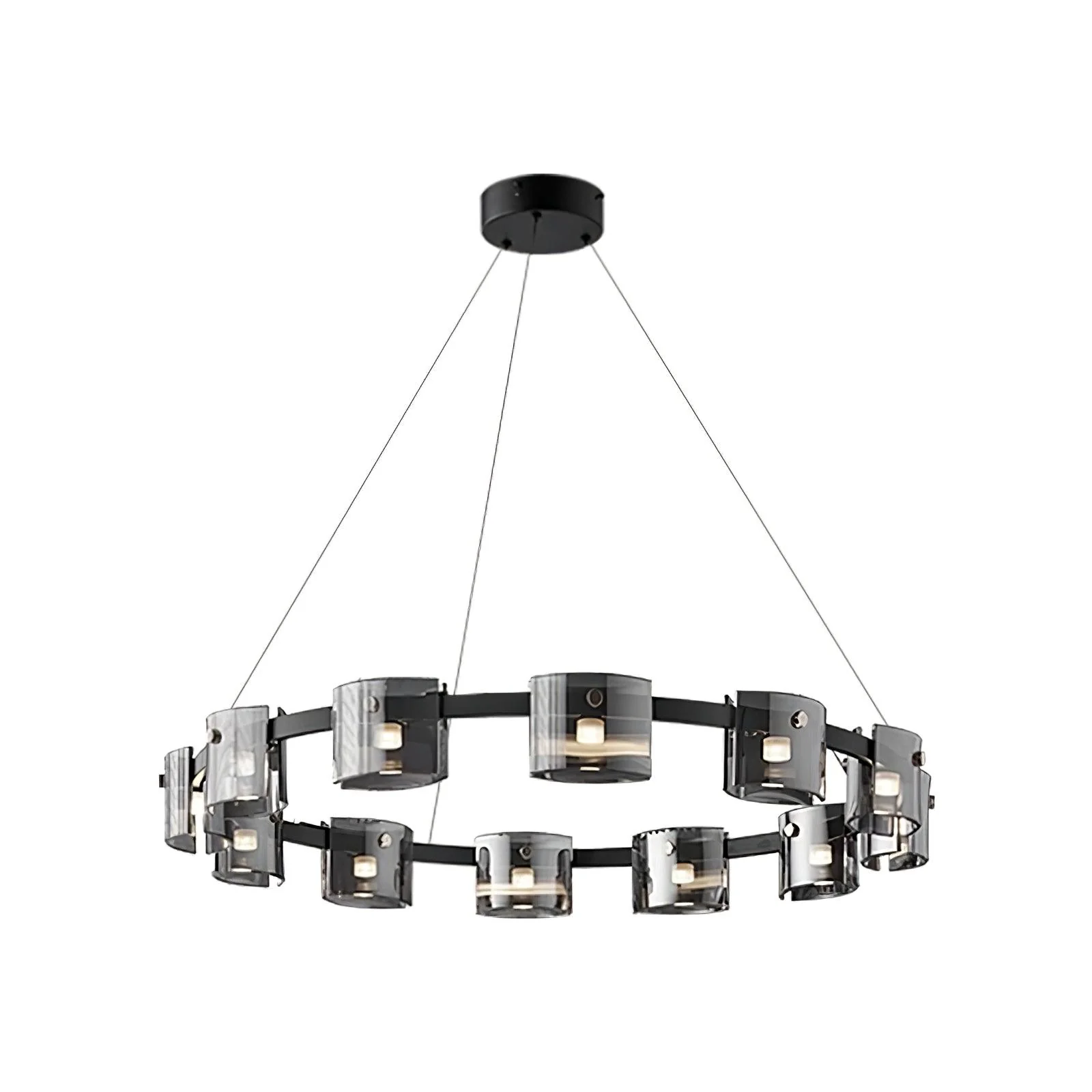 Lustra Chandelier Circular Glass Iron Arms - Image 8