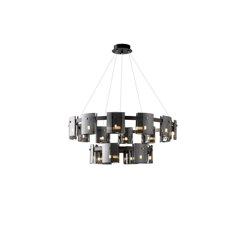 Lustra Chandelier Circular Glass Iron Arms - Image 9