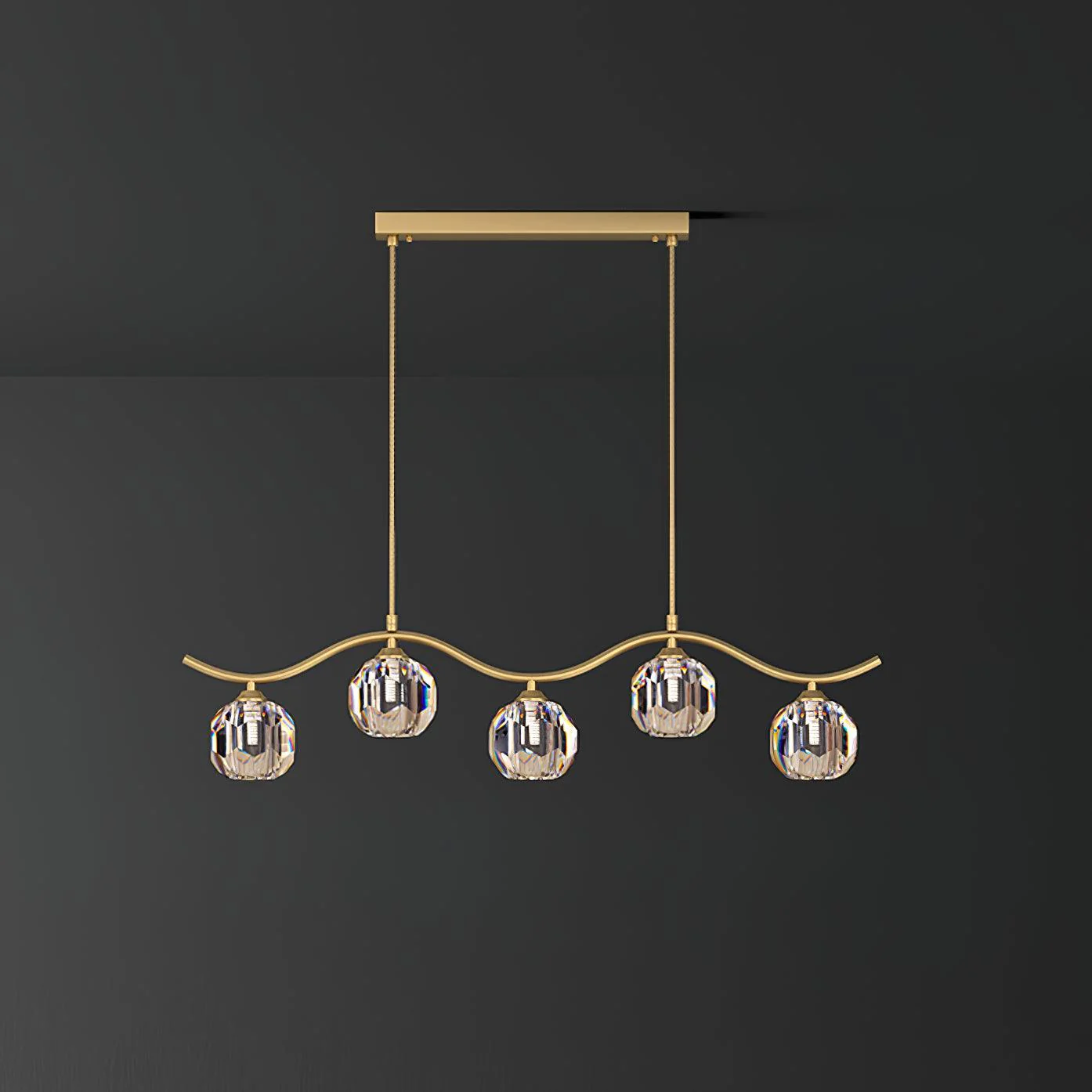 Lustra Chandelier Copper and Crystal Geometrical - Image 5