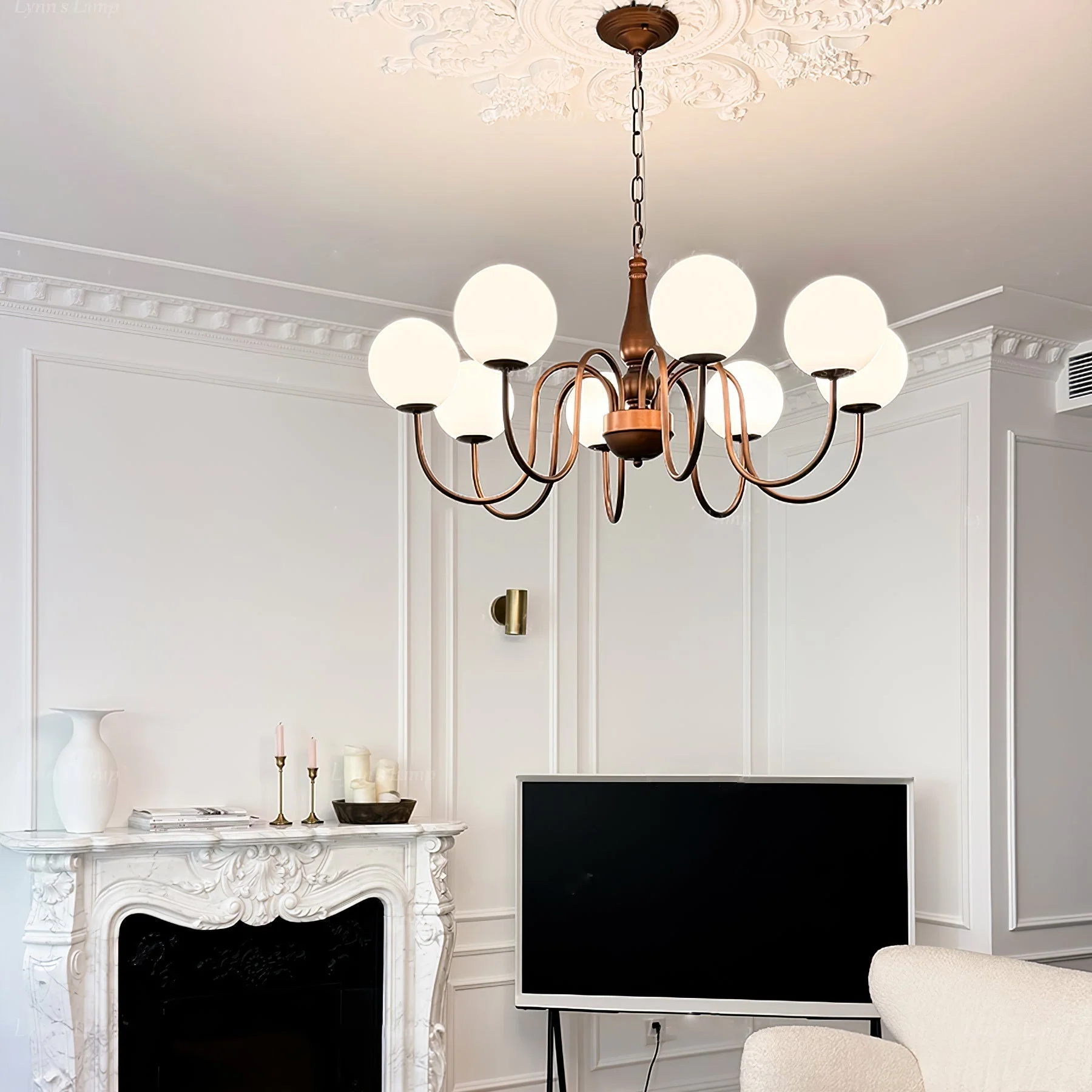 Lustra Chandelier Copper & Glass Grove Ball - Image 4