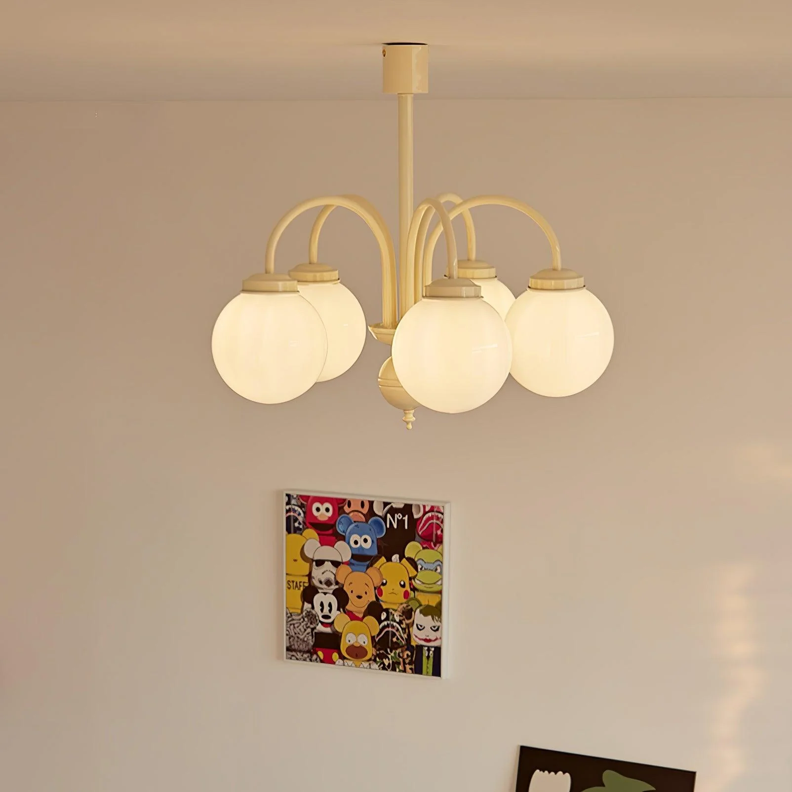 Lustra Chandelier Cream Glass Spheres - Image 10