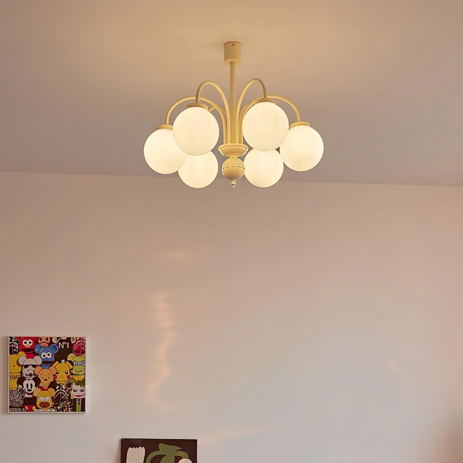 Lustra Chandelier Cream Glass Spheres - Image 11
