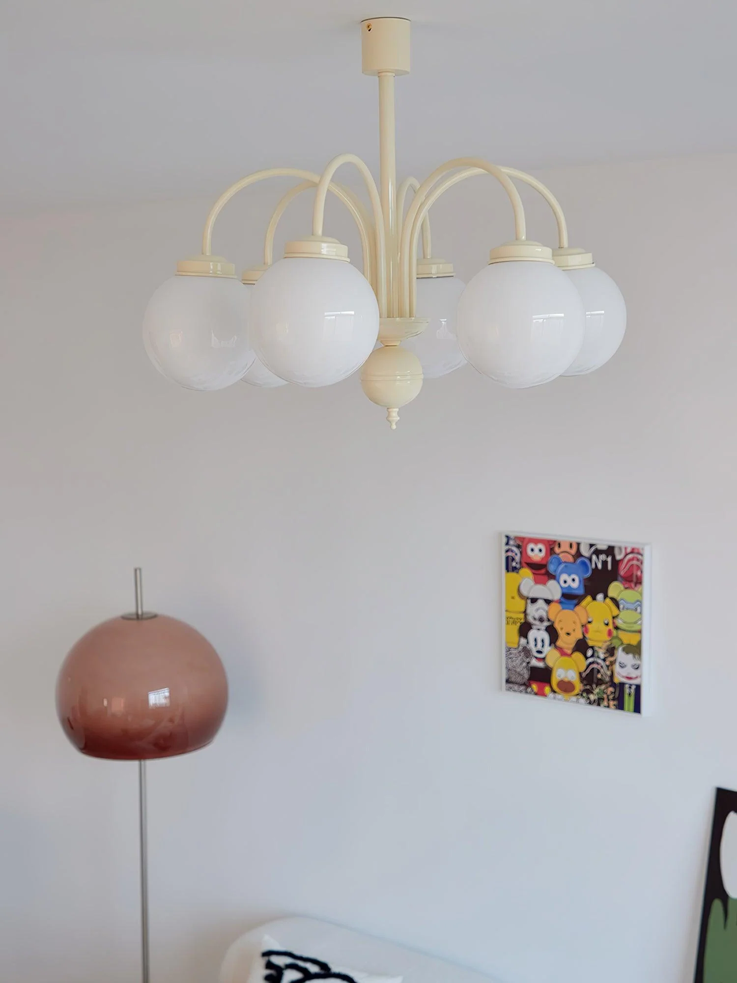 Lustra Chandelier Cream Glass Spheres - Image 12