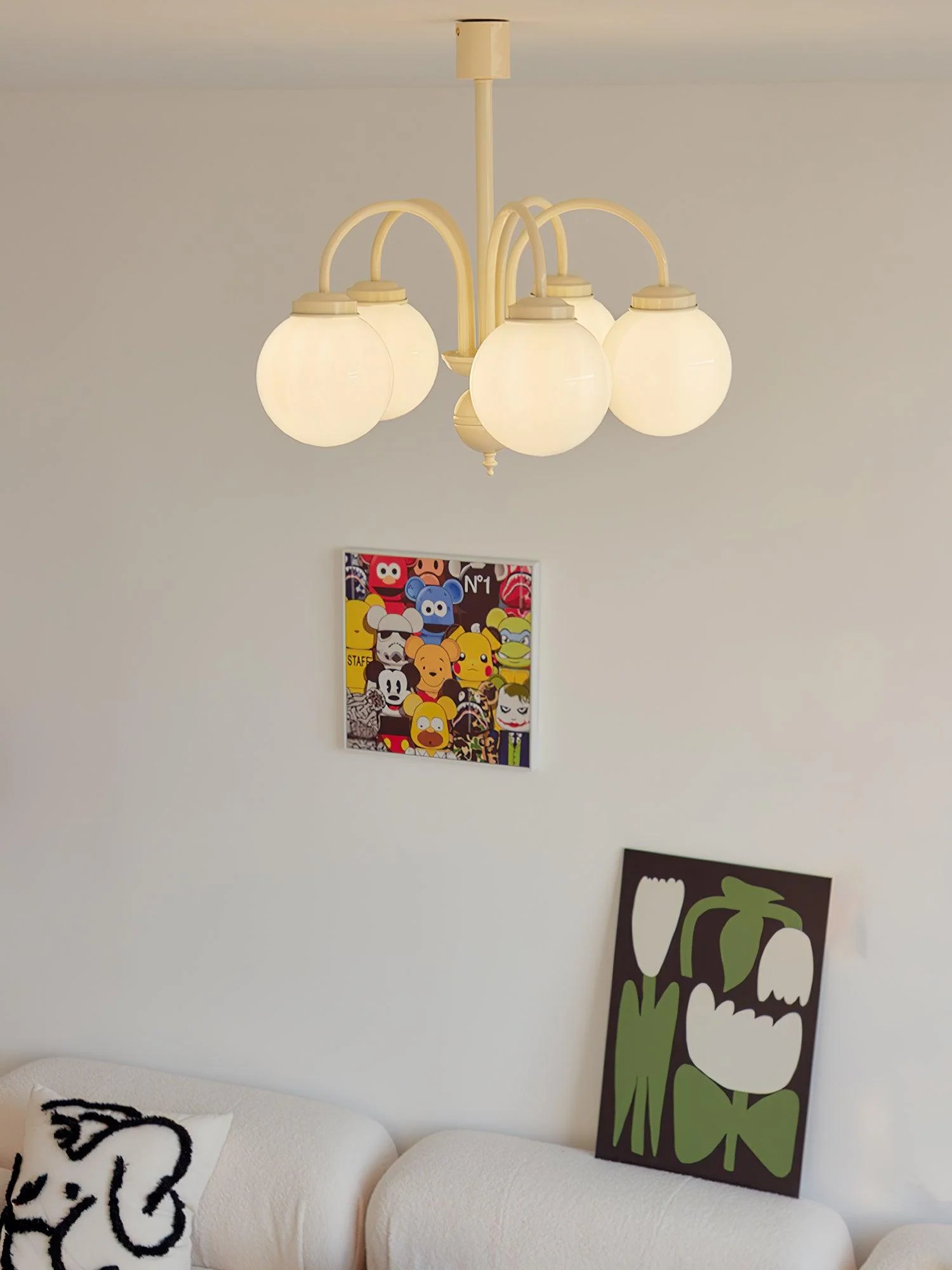 Lustra Chandelier Cream Glass Spheres - Image 28