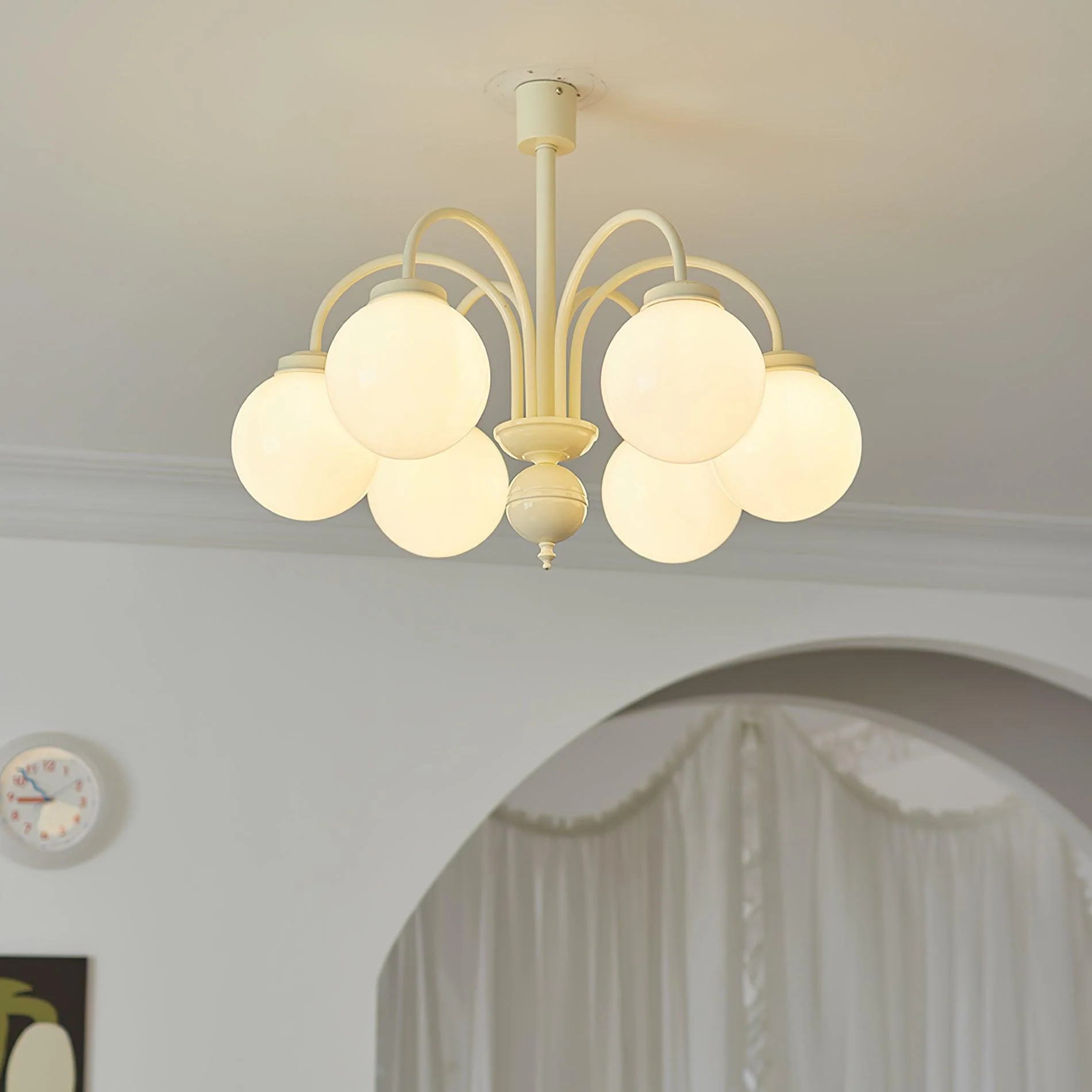 Lustra Chandelier Cream Glass Spheres - Image 29