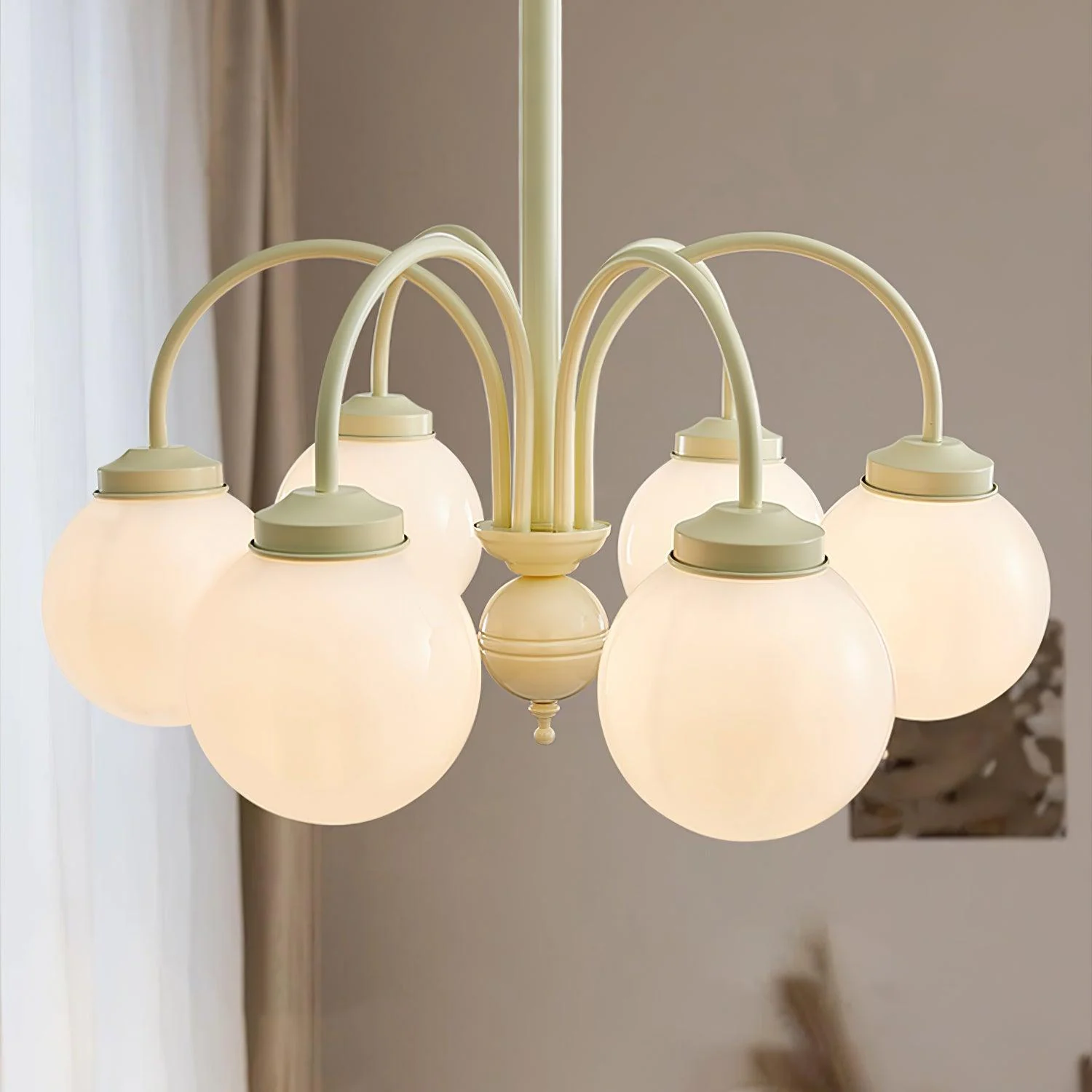 Lustra Chandelier Cream Glass Spheres - Image 3