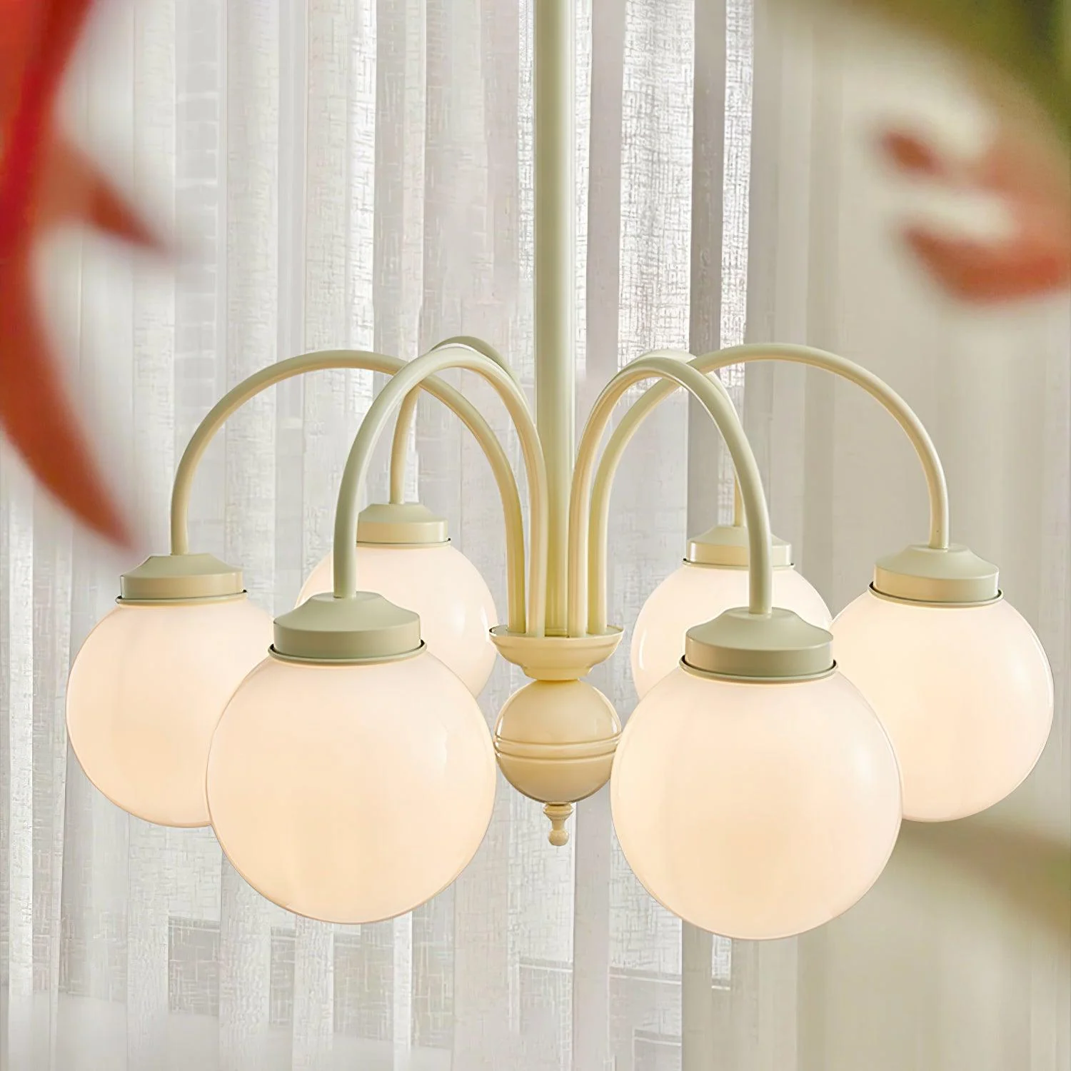 Lustra Chandelier Cream Glass Spheres - Image 6