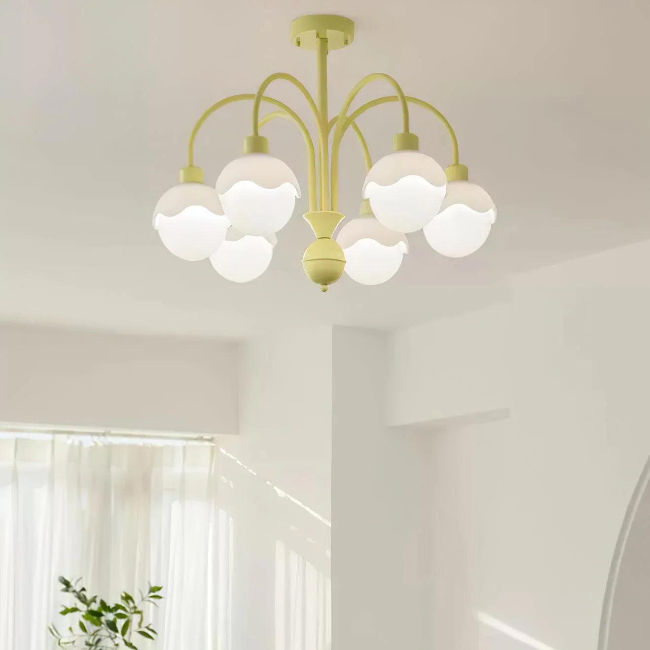 Lustra Chandelier Creamy Lychee Matcha Green Arm - Image 4