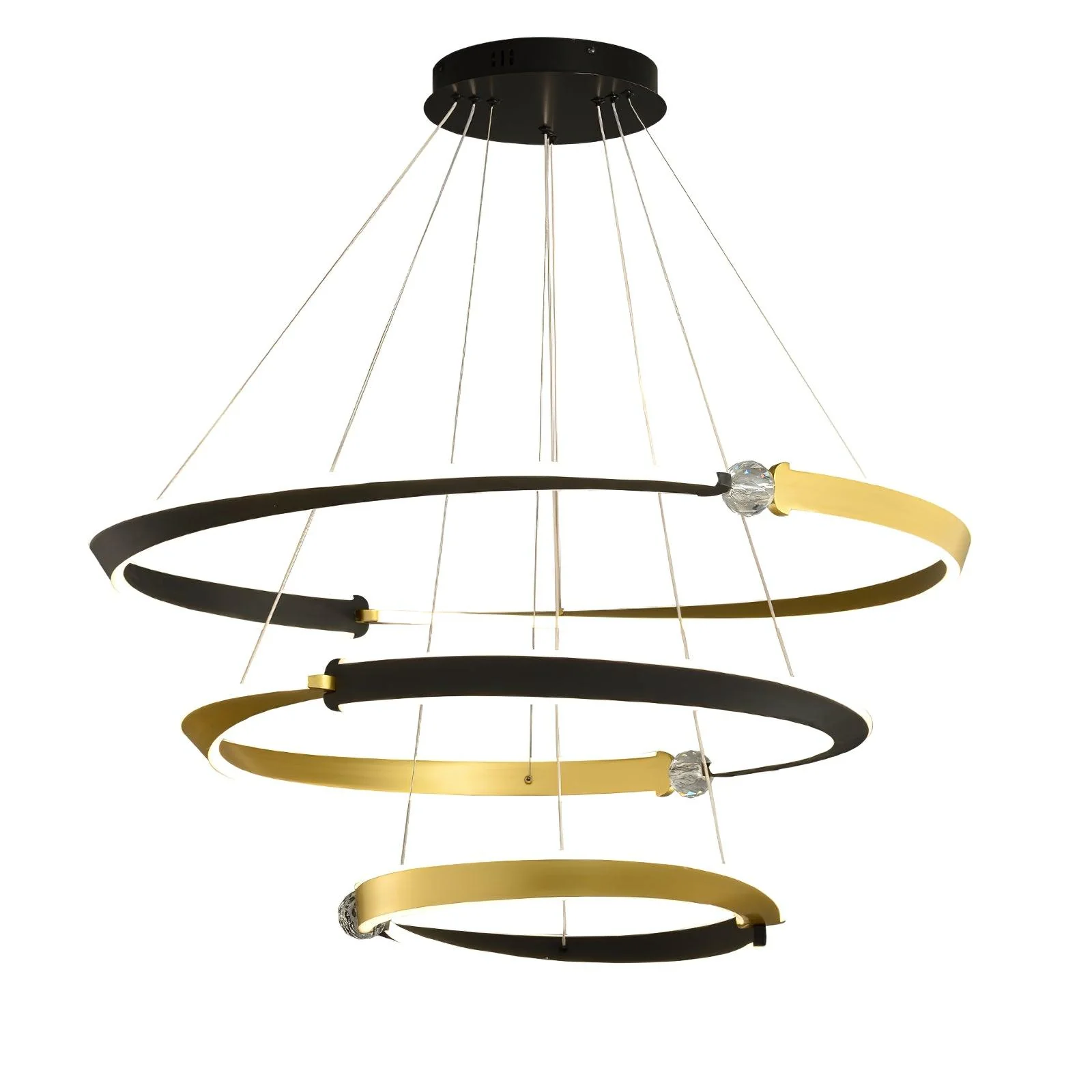 Lustra Chandelier Crystal Black Gold Dining LED - Image 11