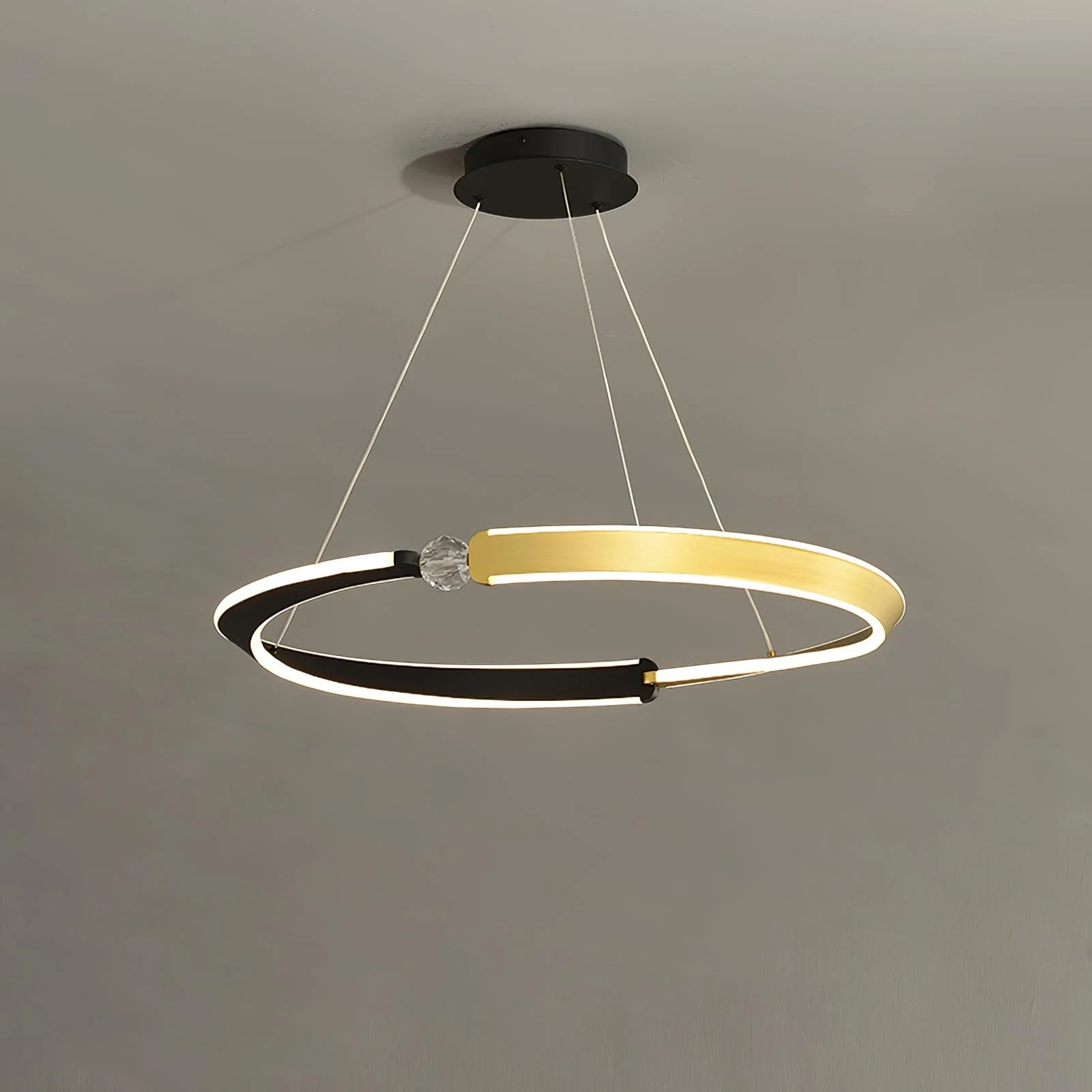 Lustra Chandelier Crystal Black Gold Dining LED - Image 13