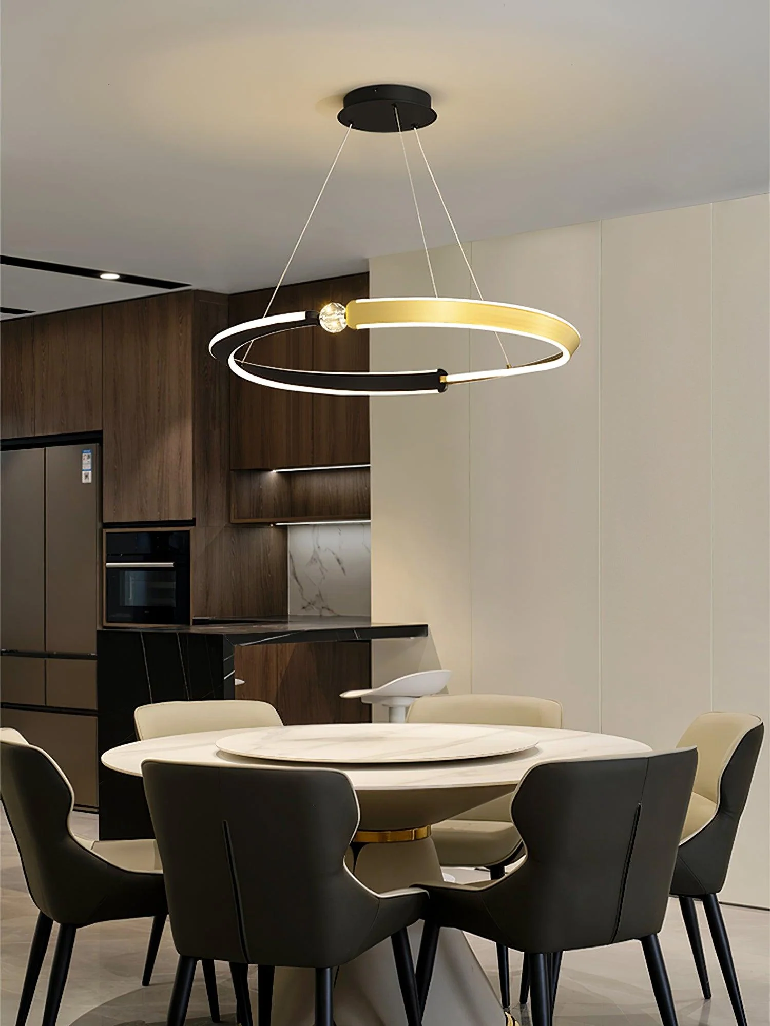 Lustra Chandelier Crystal Black Gold Dining LED - Image 16