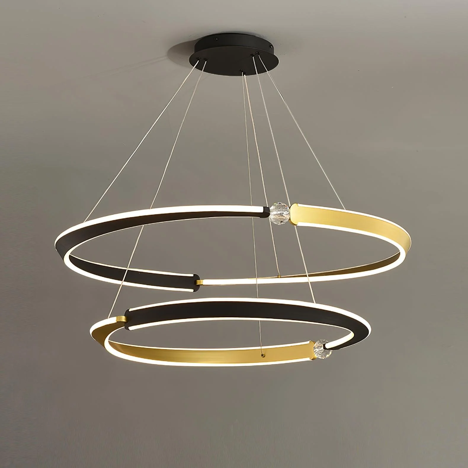 Lustra Chandelier Crystal Black Gold Dining LED - Image 17