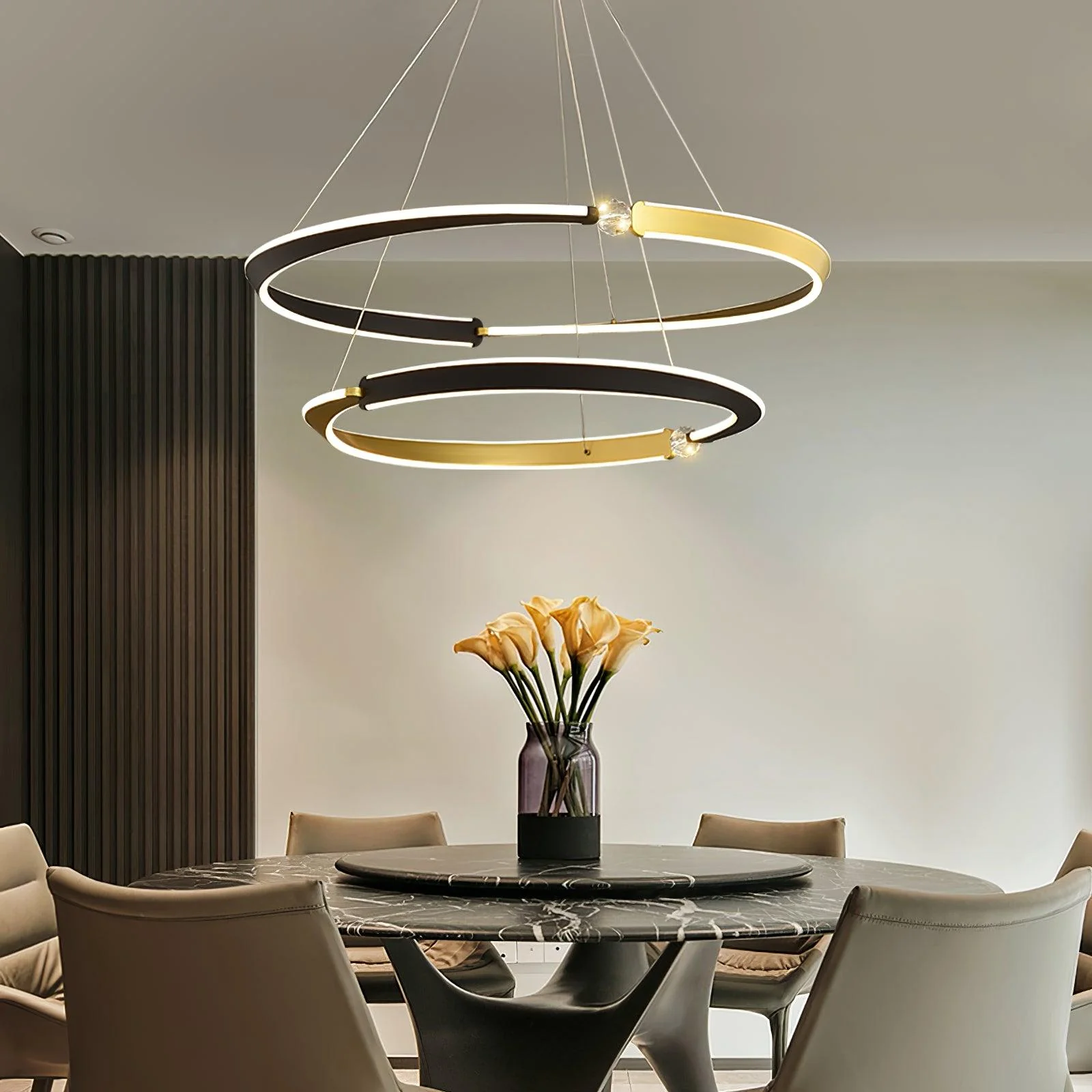 Lustra Chandelier Crystal Black Gold Dining LED - Image 20