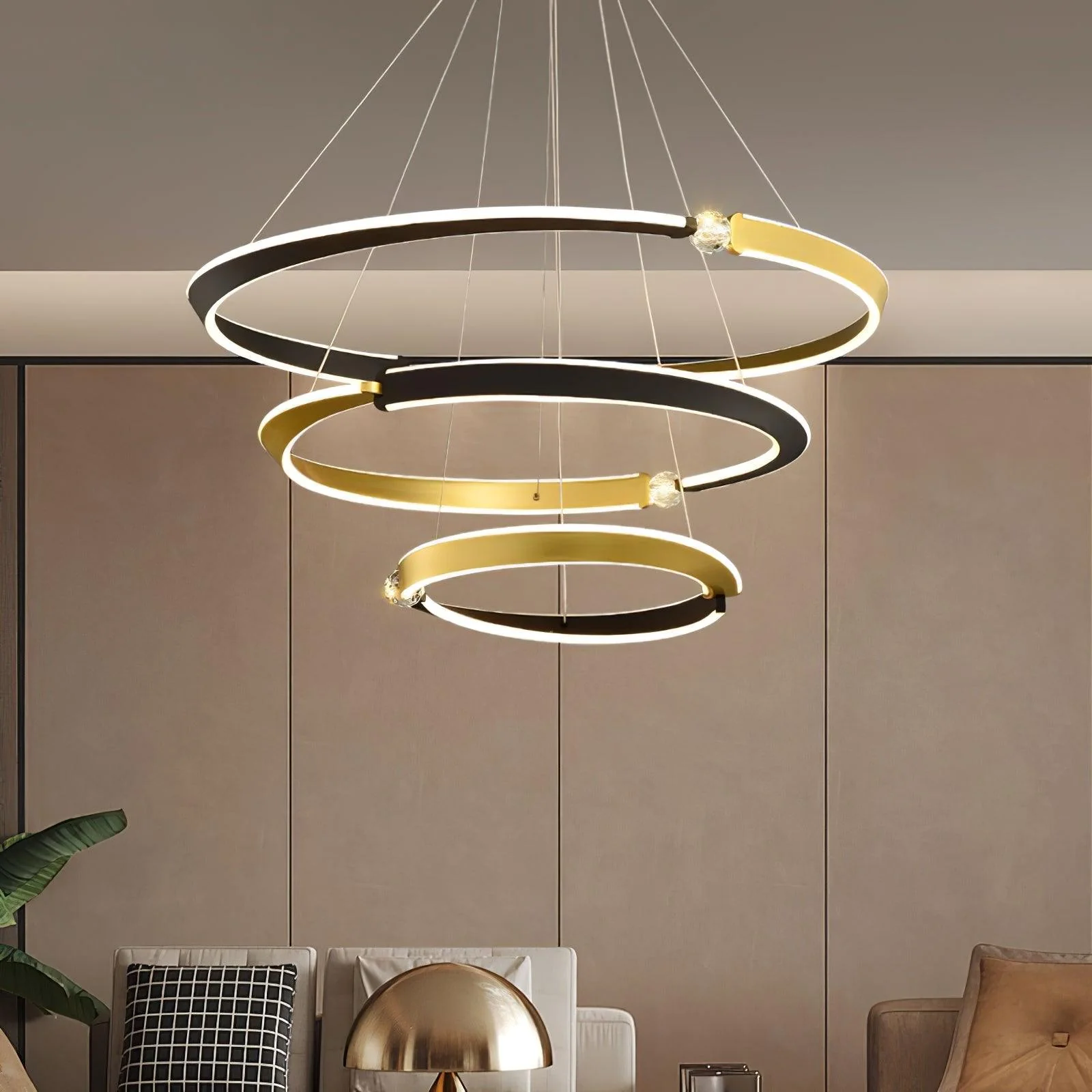 Lustra Chandelier Crystal Black Gold Dining LED - Image 26