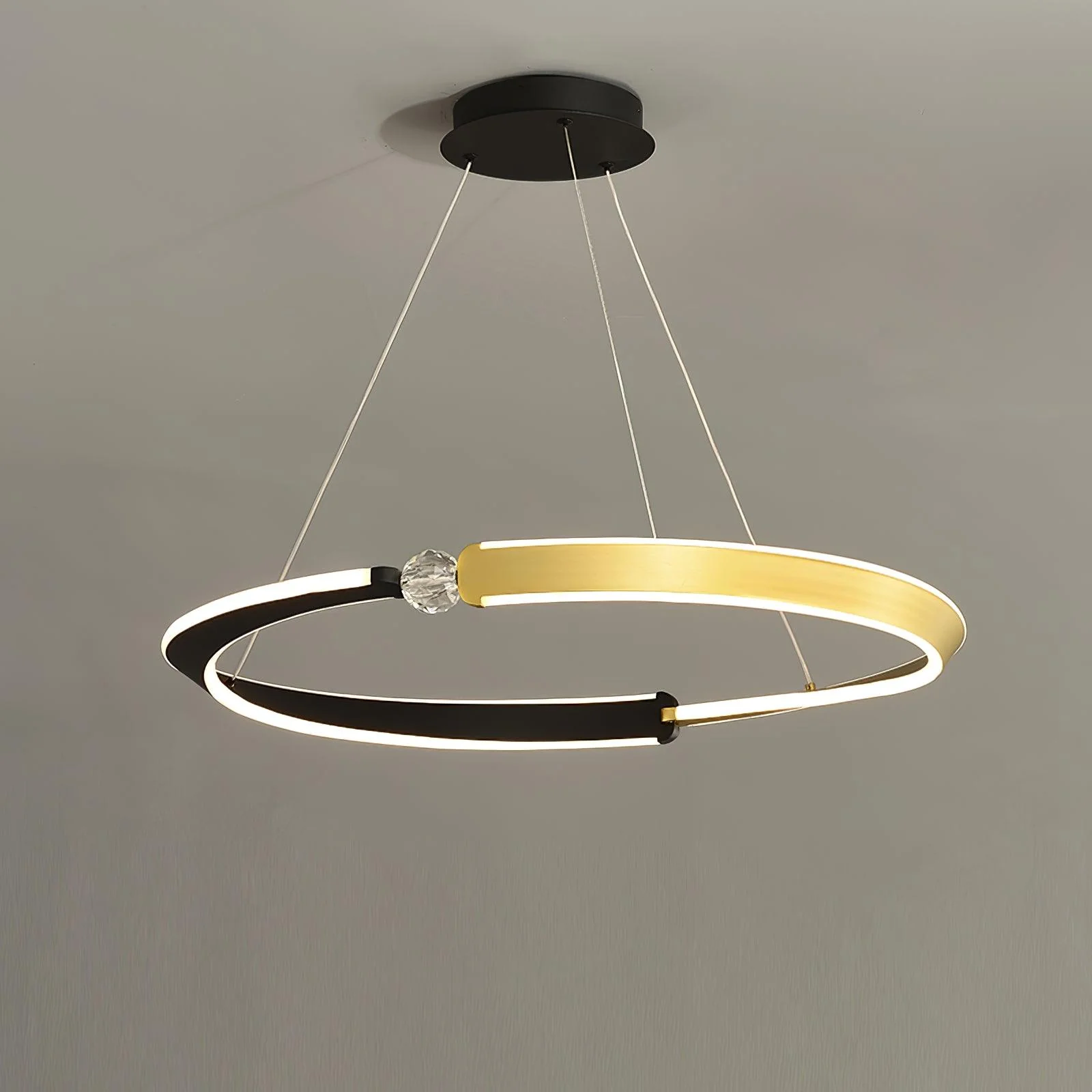 Lustra Chandelier Crystal Black Gold Dining LED - Image 3