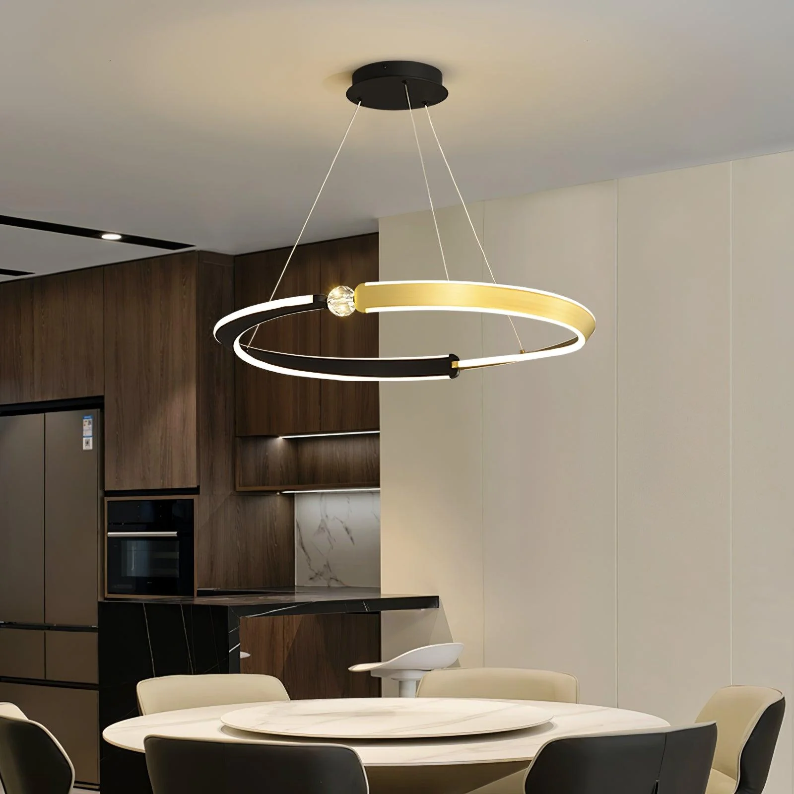 Lustra Chandelier Crystal Black Gold Dining LED - Image 4