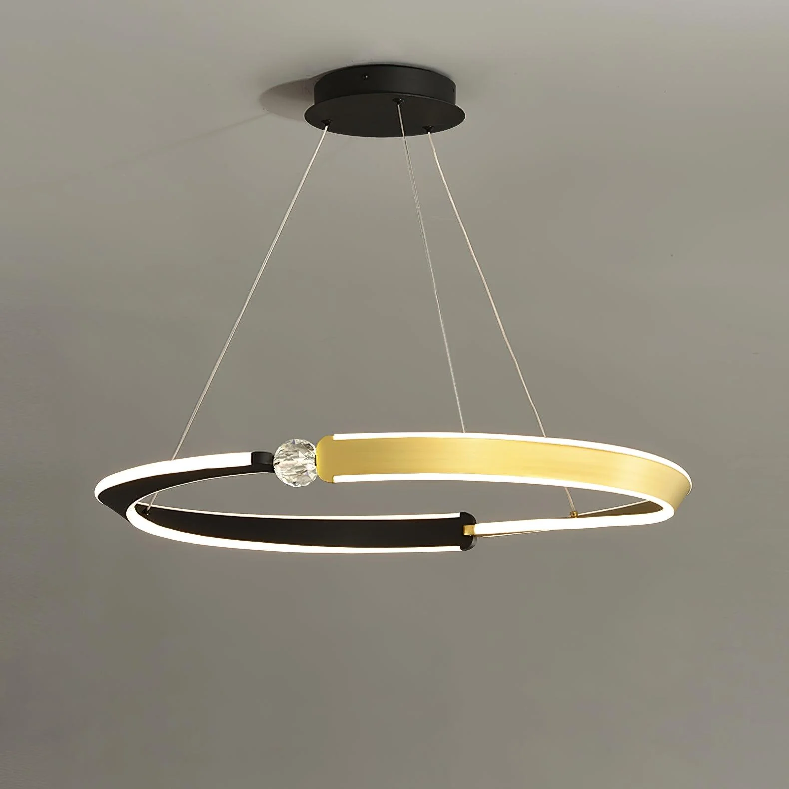 Lustra Chandelier Crystal Black Gold Dining LED - Image 8