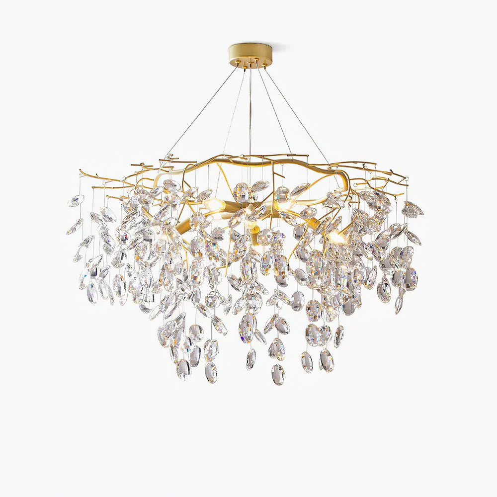 Lustra Chandelier Crystal Branch Gold LED