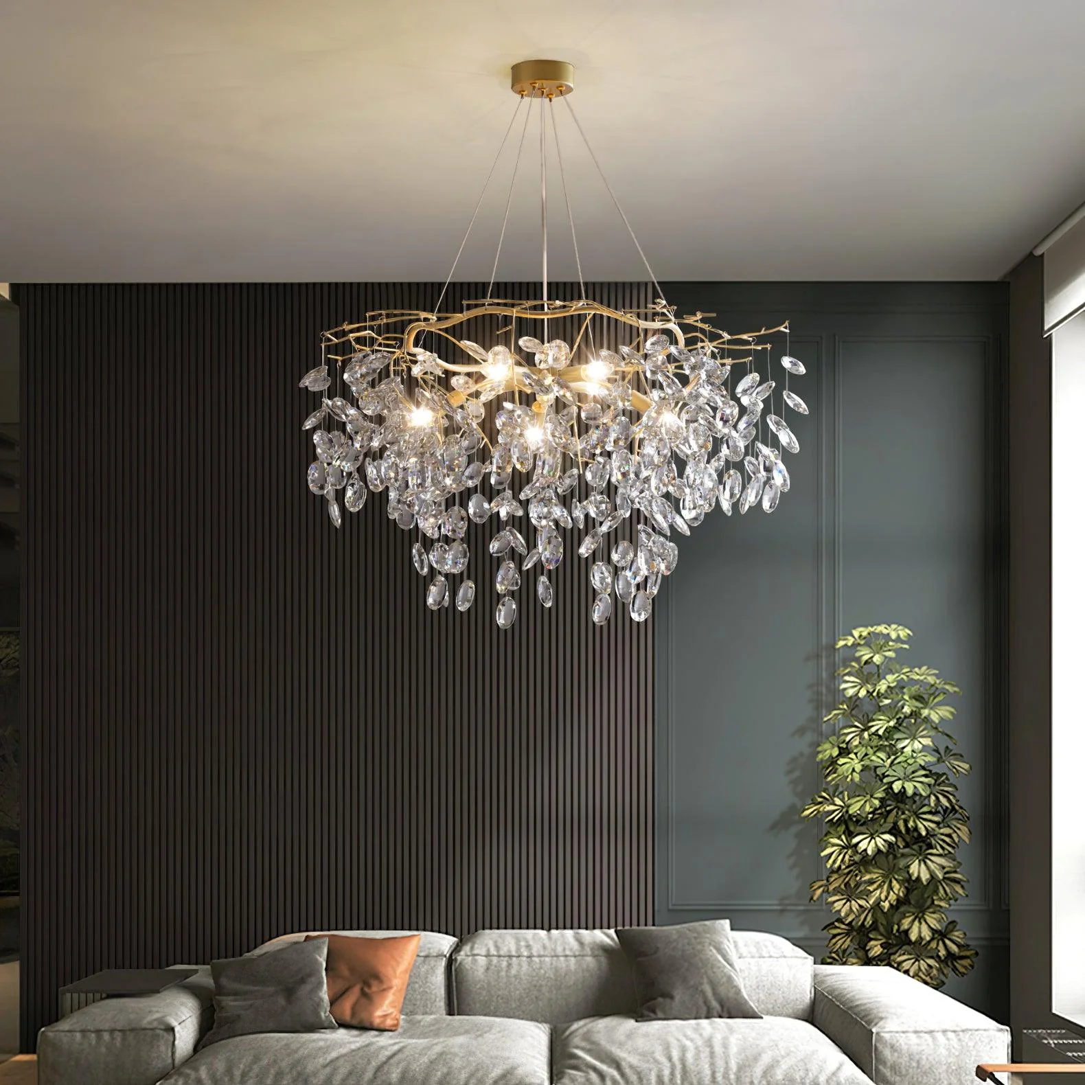 Lustra Chandelier Crystal Branch Gold LED - Image 4