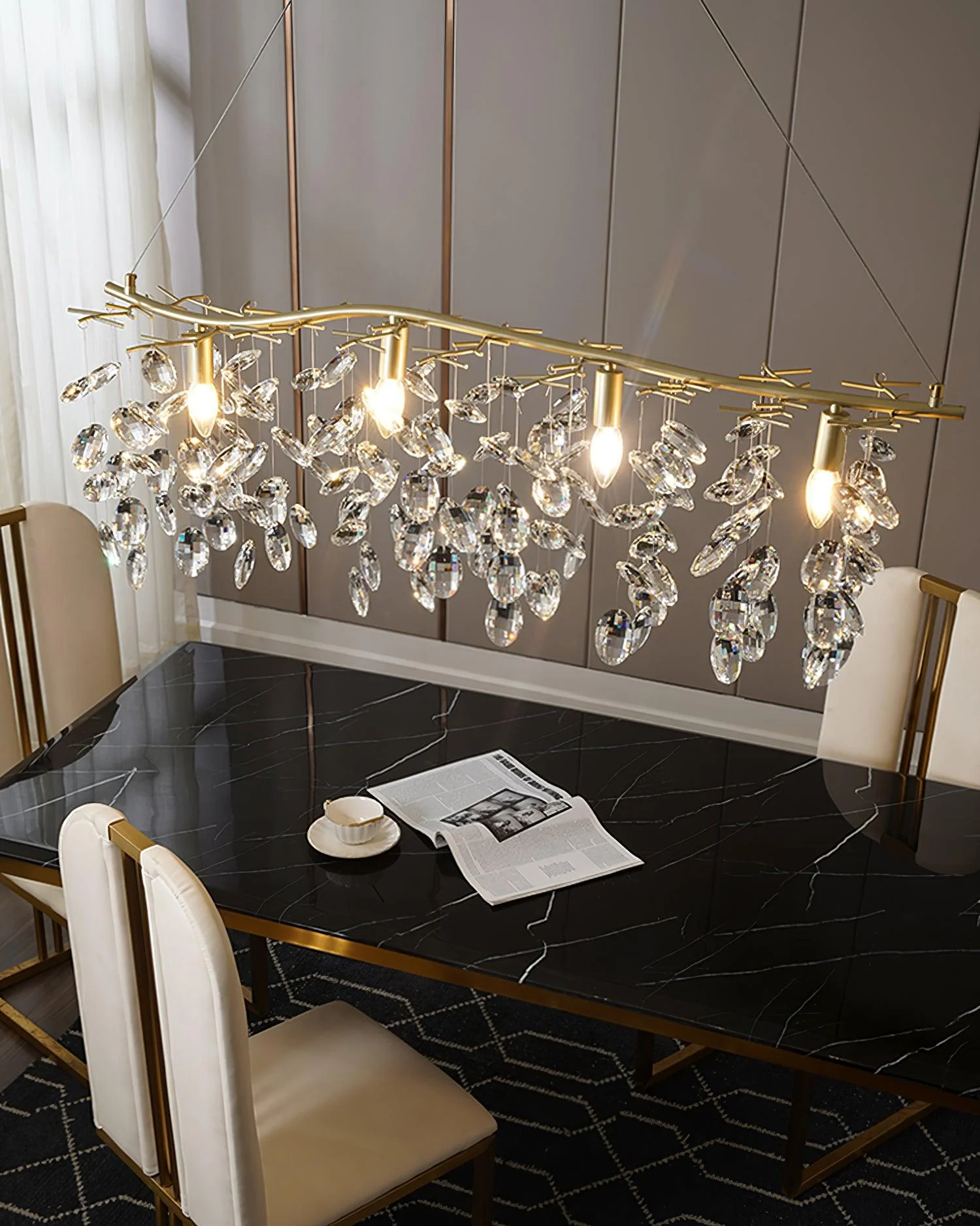 Lustra Chandelier Crystal Branch Gold LED - Image 5
