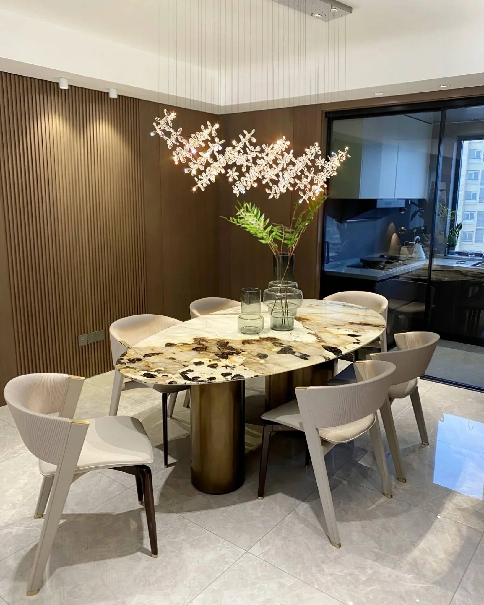 Lustra Chandelier Crystal Butterfly Floral Cluster - Image 7