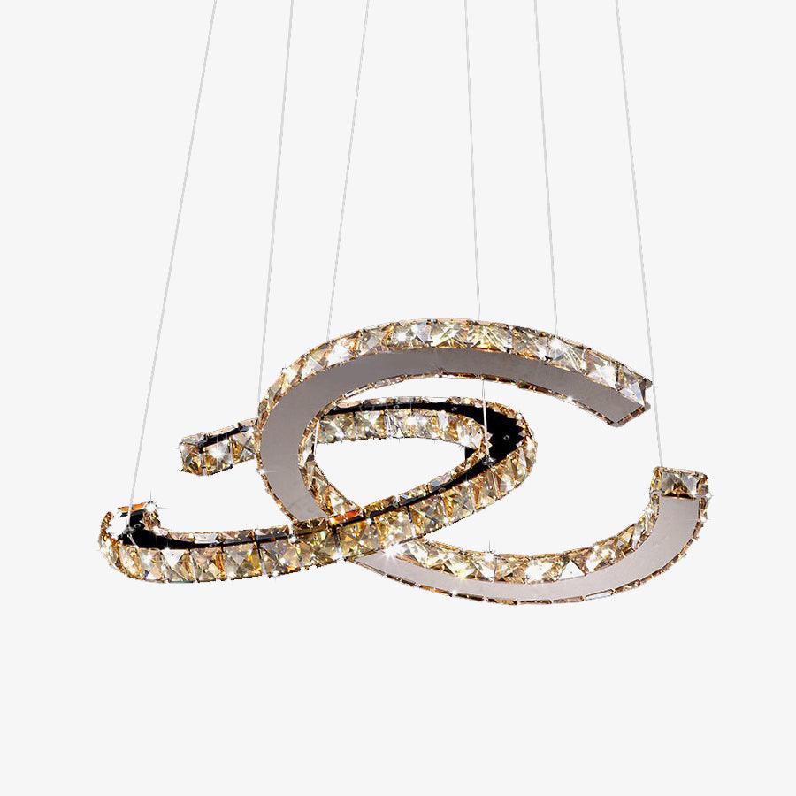 Lustra Chandelier Crystal Double C Modern Silver 2-Ring - Image 24