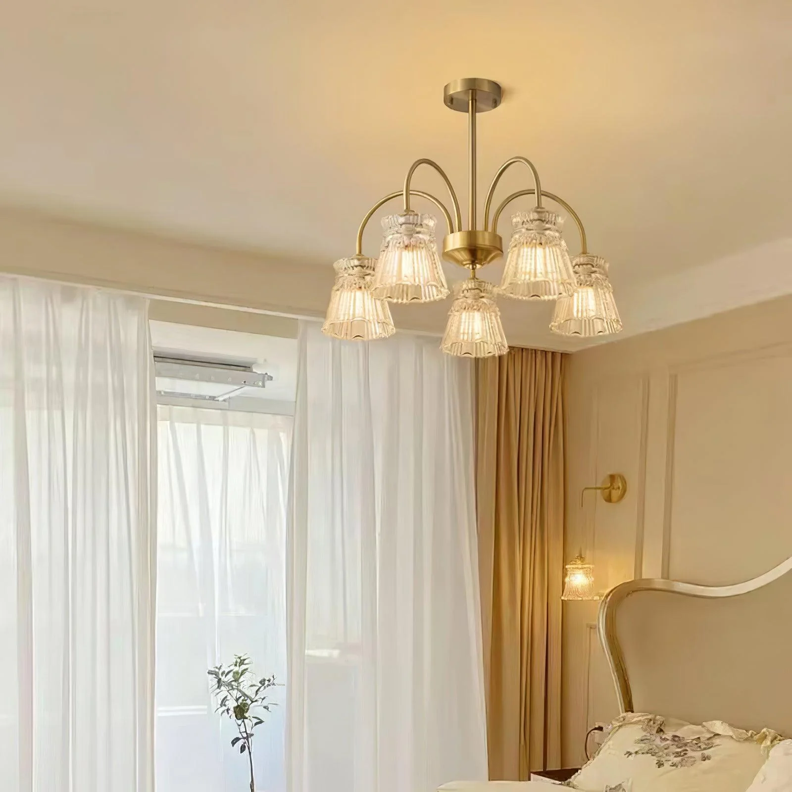 Lustra Chandelier Crystal Glass Gold Midcentury - Image 10