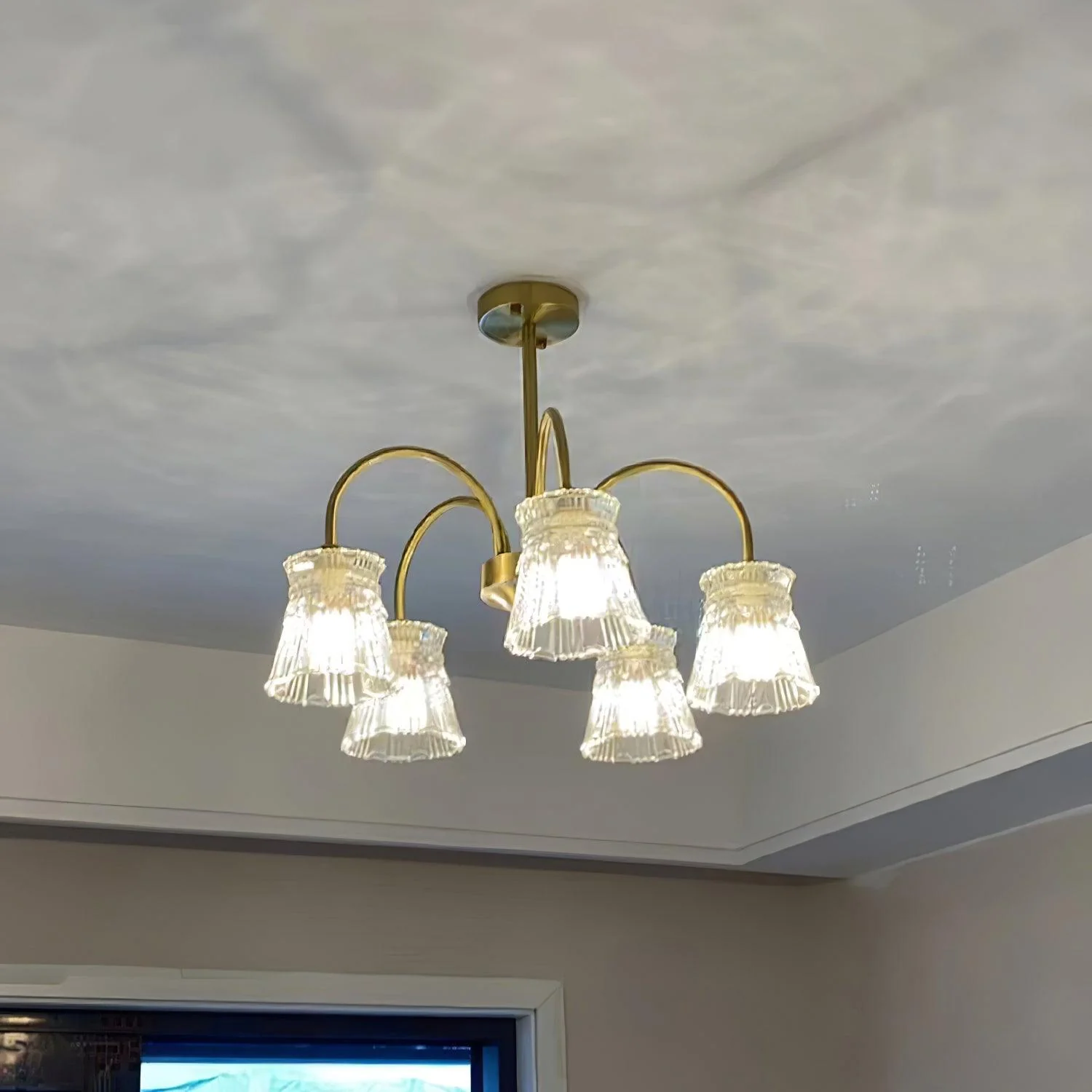 Lustra Chandelier Crystal Glass Gold Midcentury - Image 12